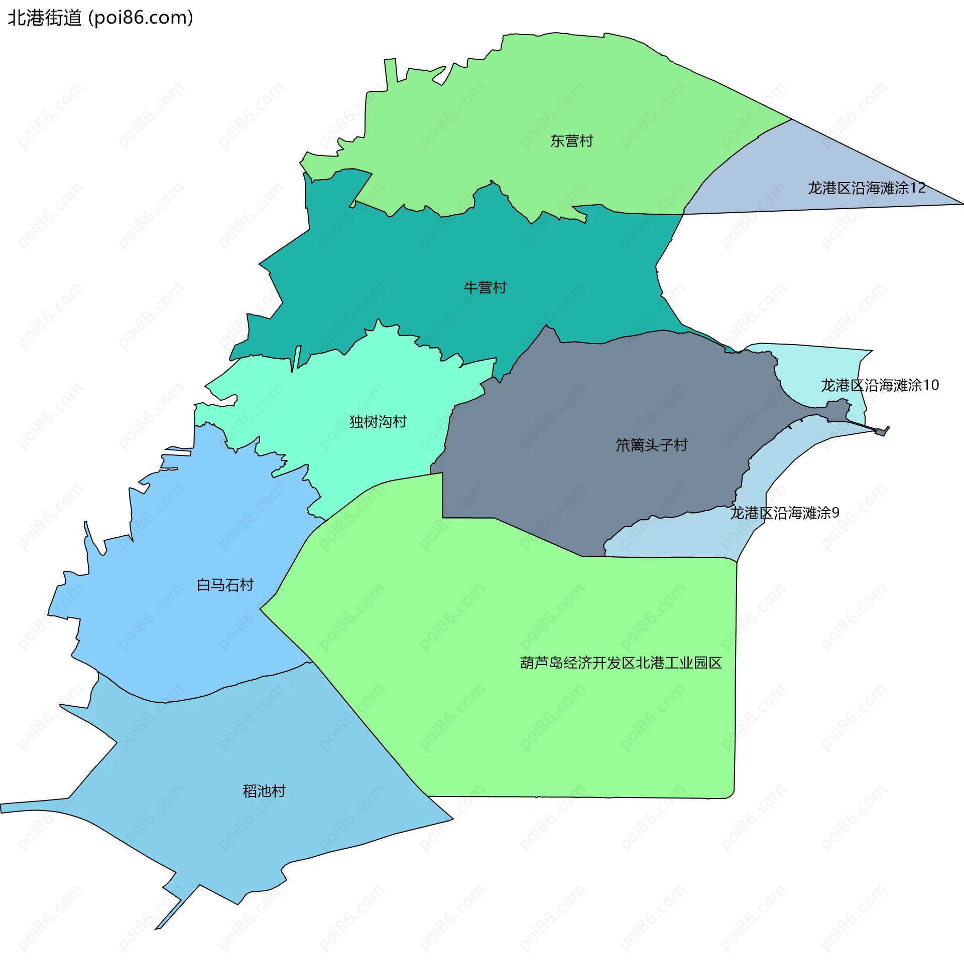 北港街道边界地图(五级行政区划)