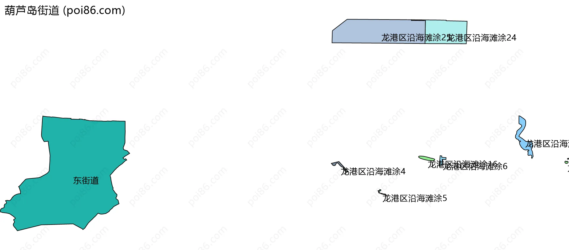 葫芦岛街道边界地图(五级行政区划)