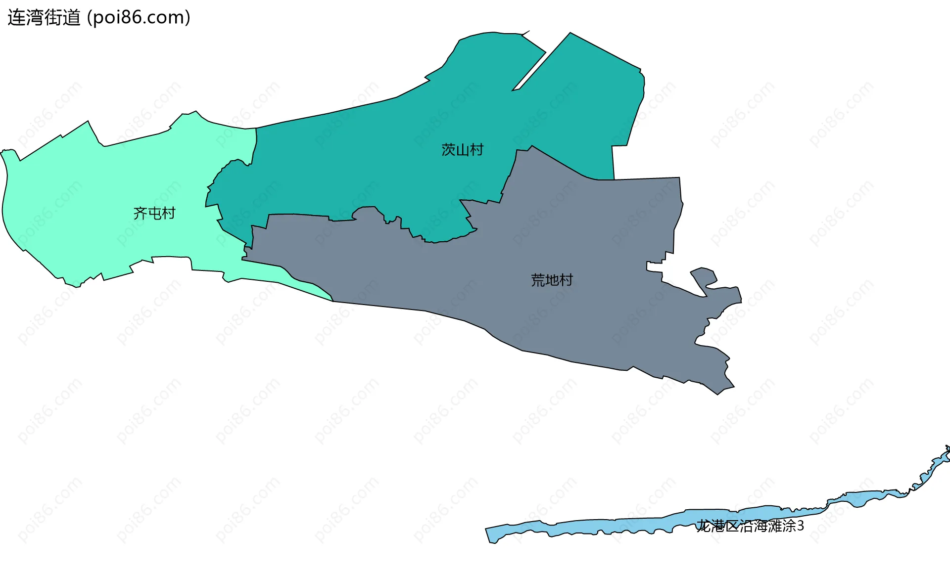 连湾街道边界地图(五级行政区划)