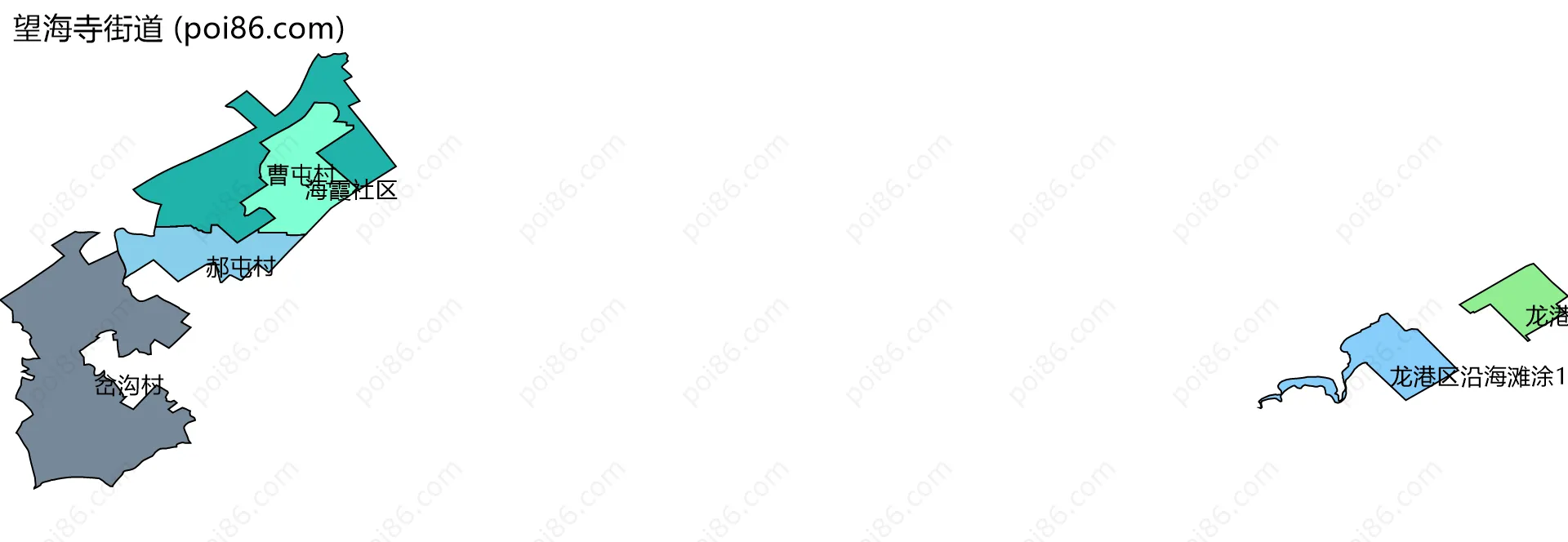 望海寺街道边界地图(五级行政区划)