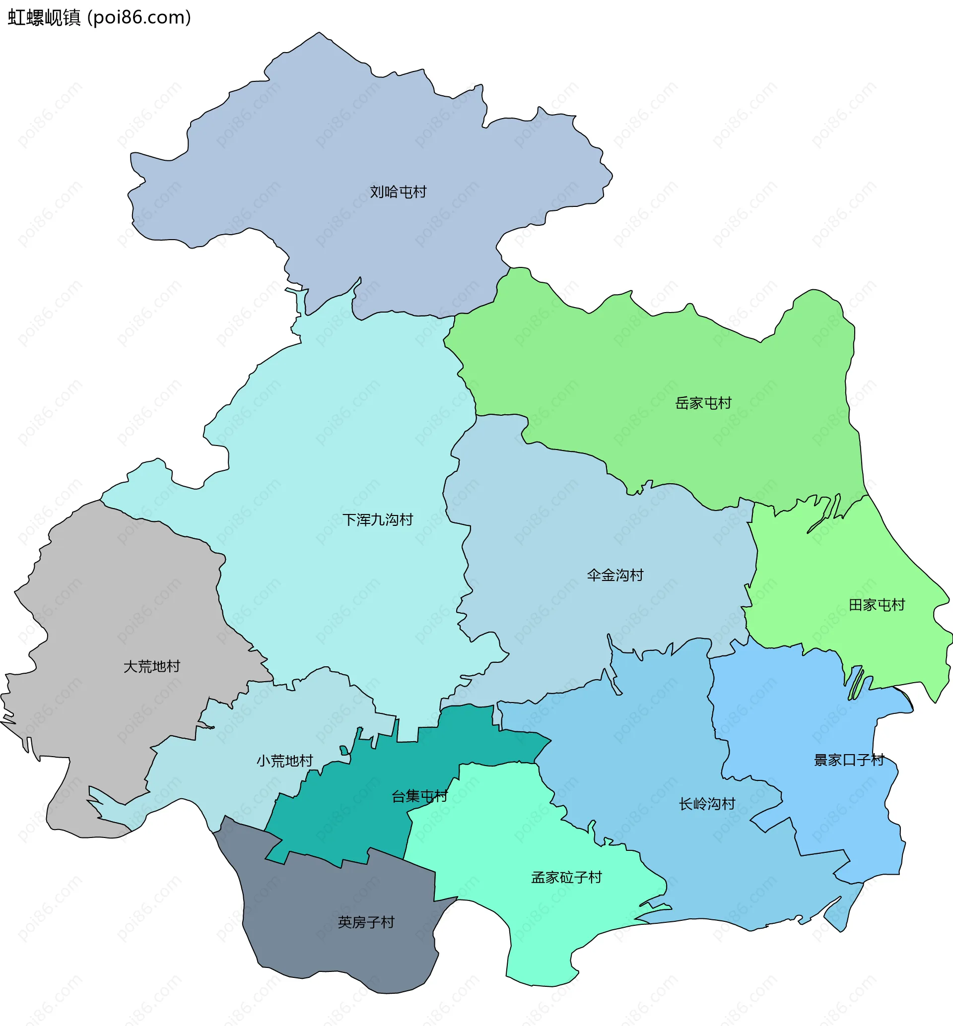 虹螺岘镇边界地图(五级行政区划)