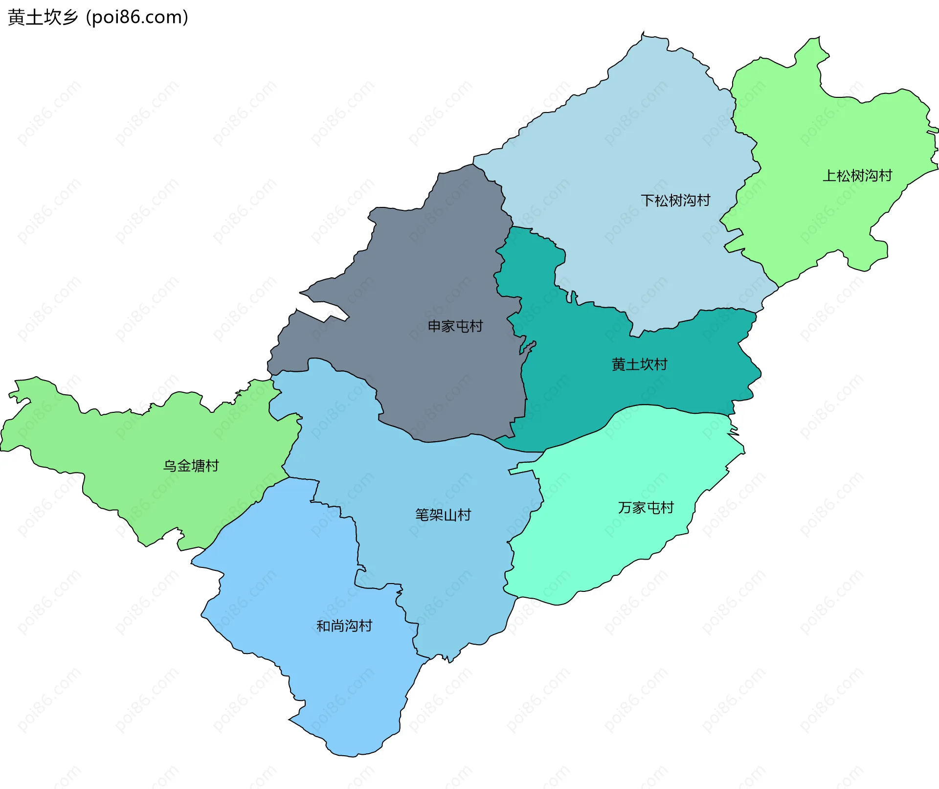 黄土坎乡边界地图(五级行政区划)