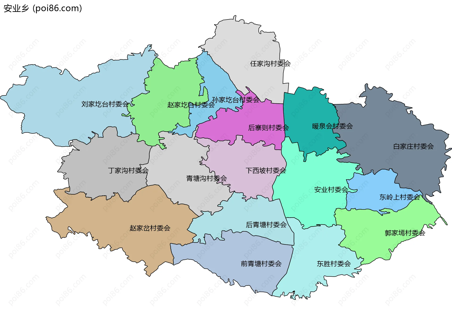 安业乡边界地图(五级行政区划)