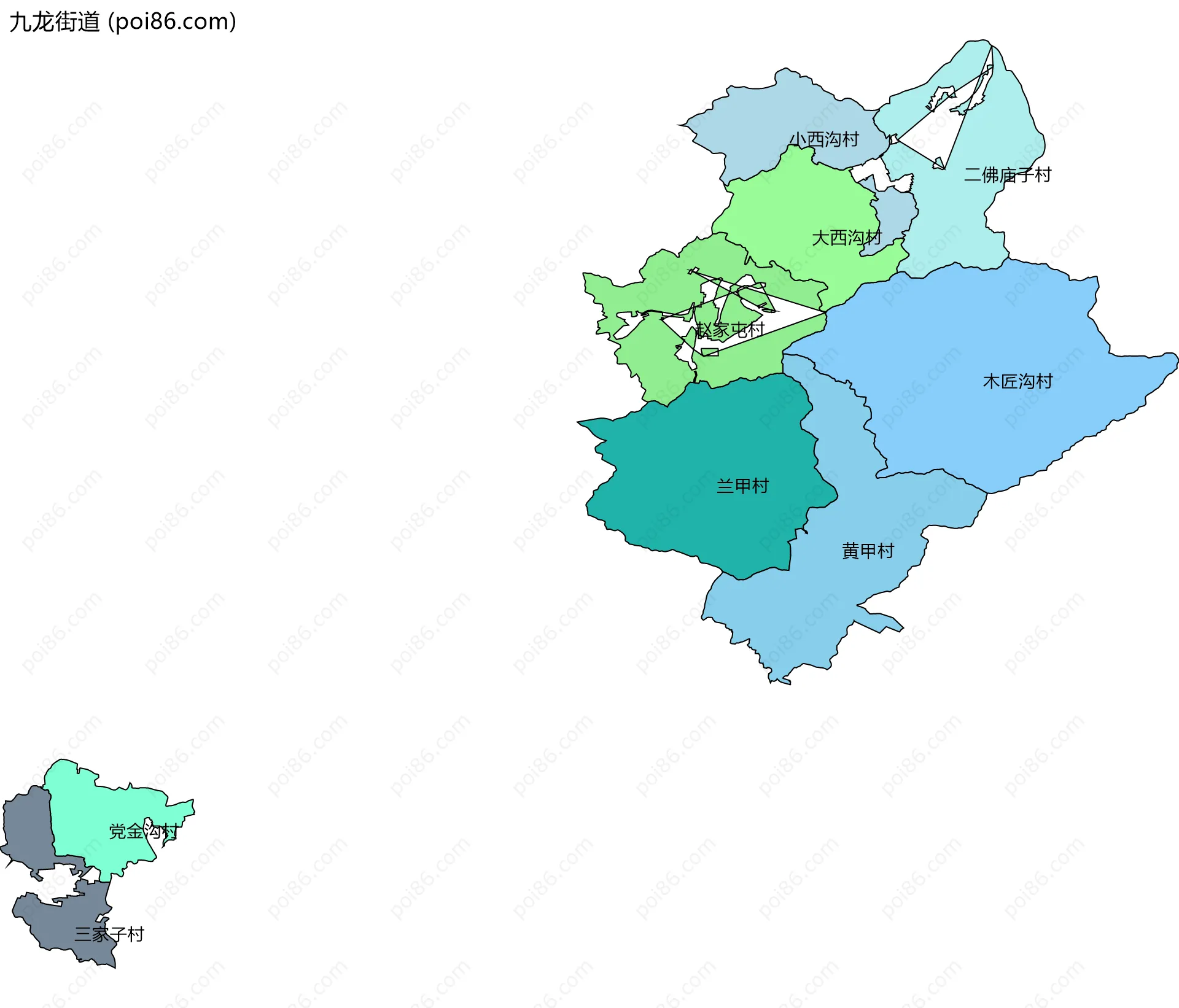 九龙街道边界地图(五级行政区划)