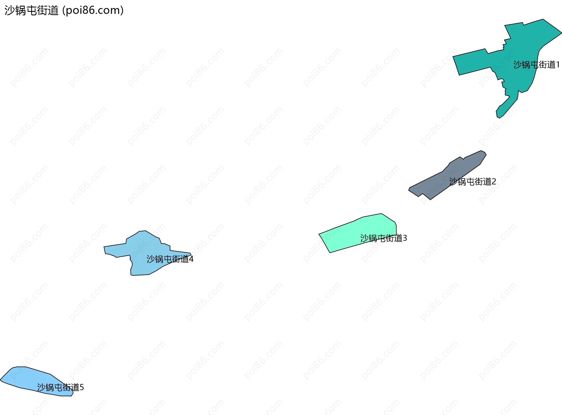 沙锅屯街道边界地图(五级行政区划)