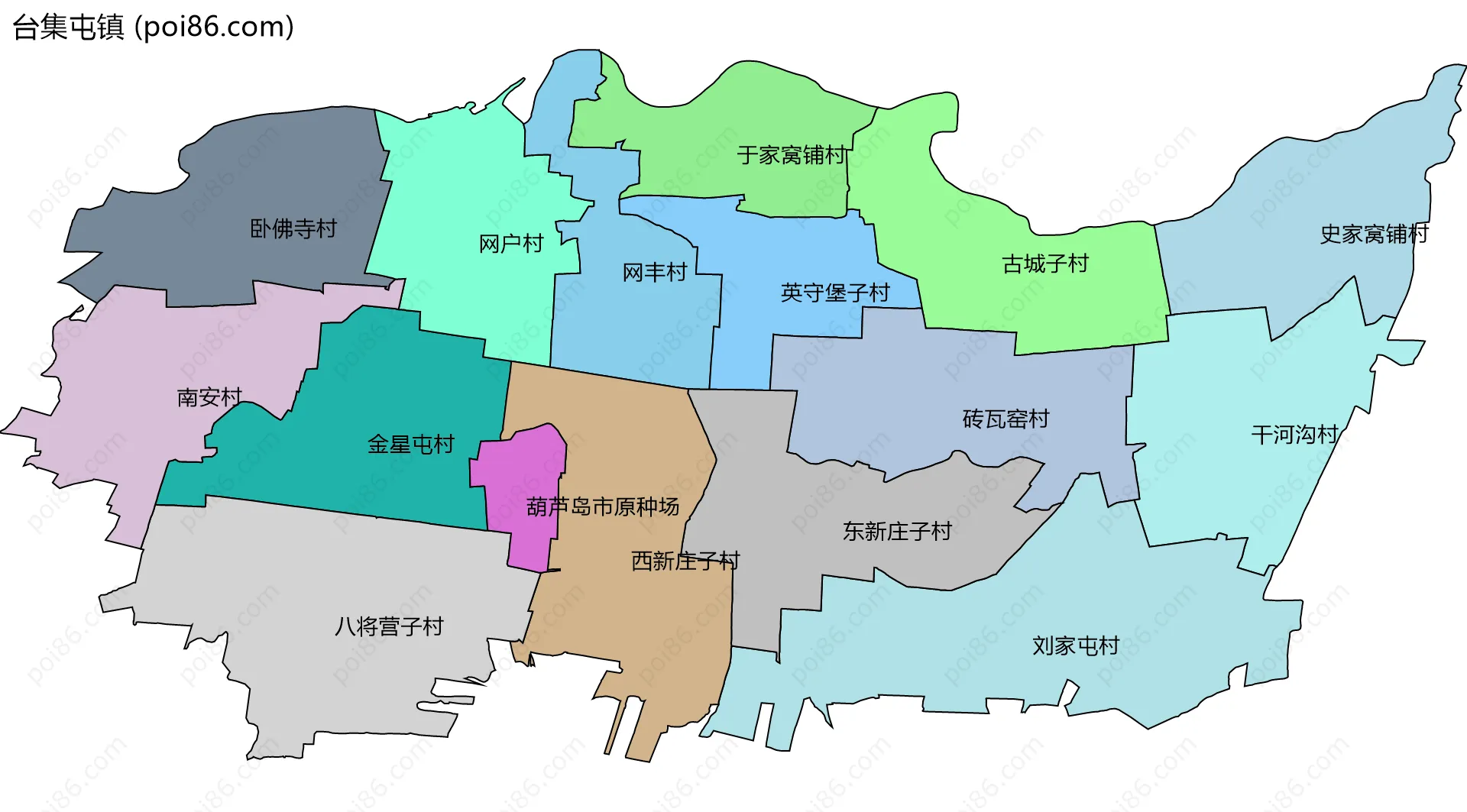 台集屯镇边界地图(五级行政区划)