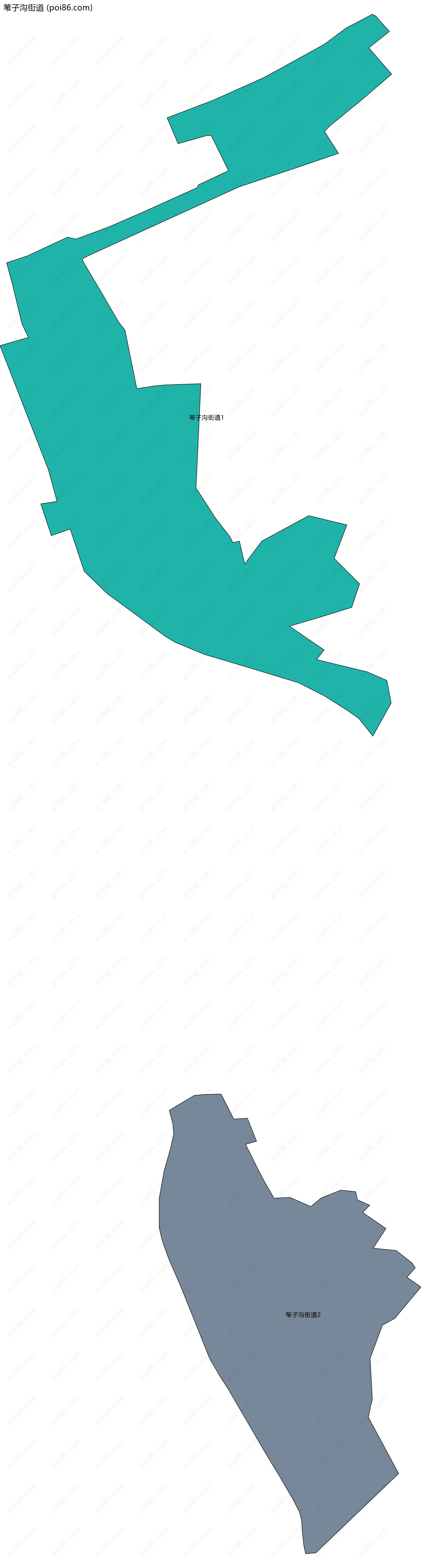 苇子沟街道边界地图(五级行政区划)