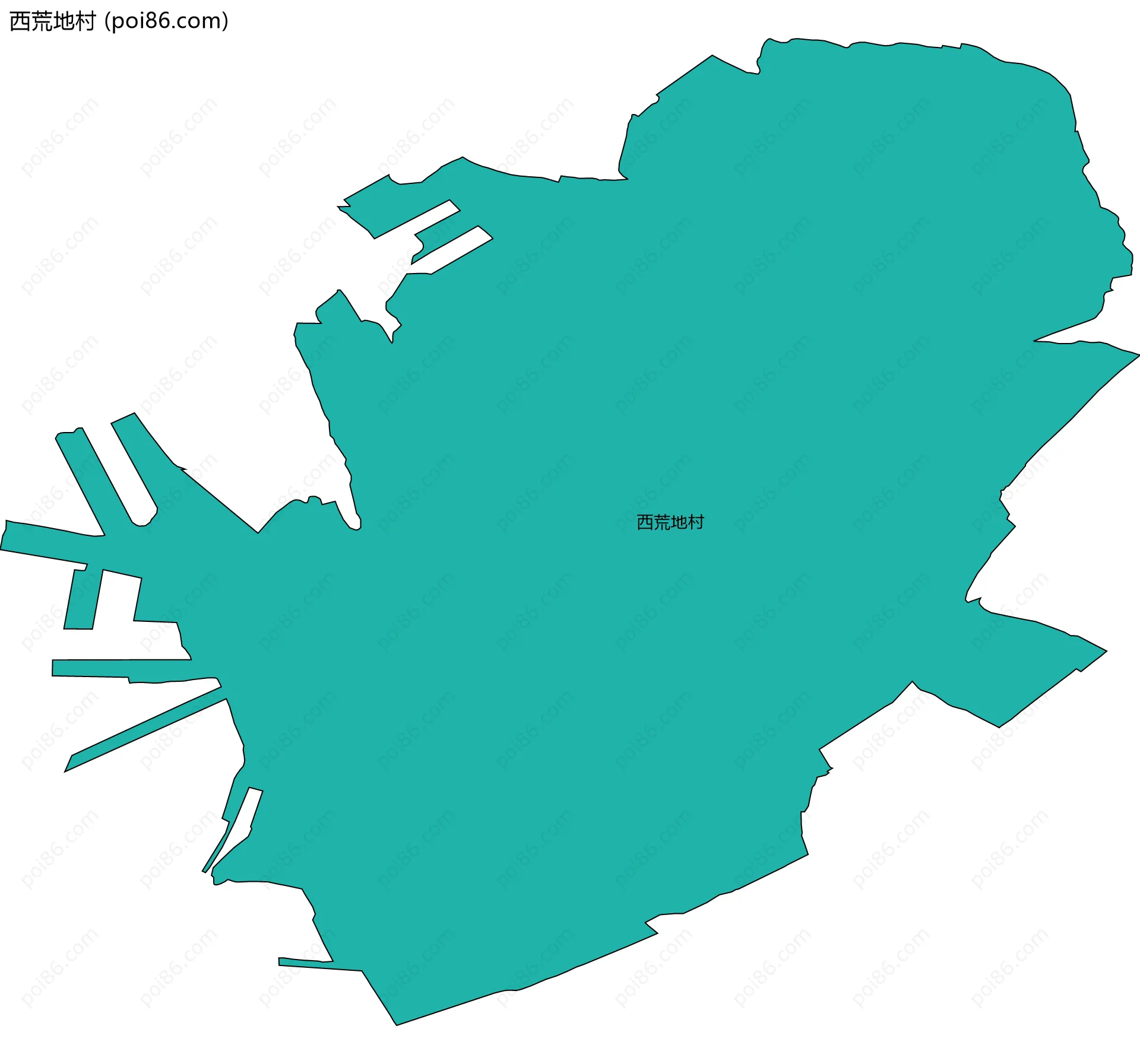 西荒地村边界地图
