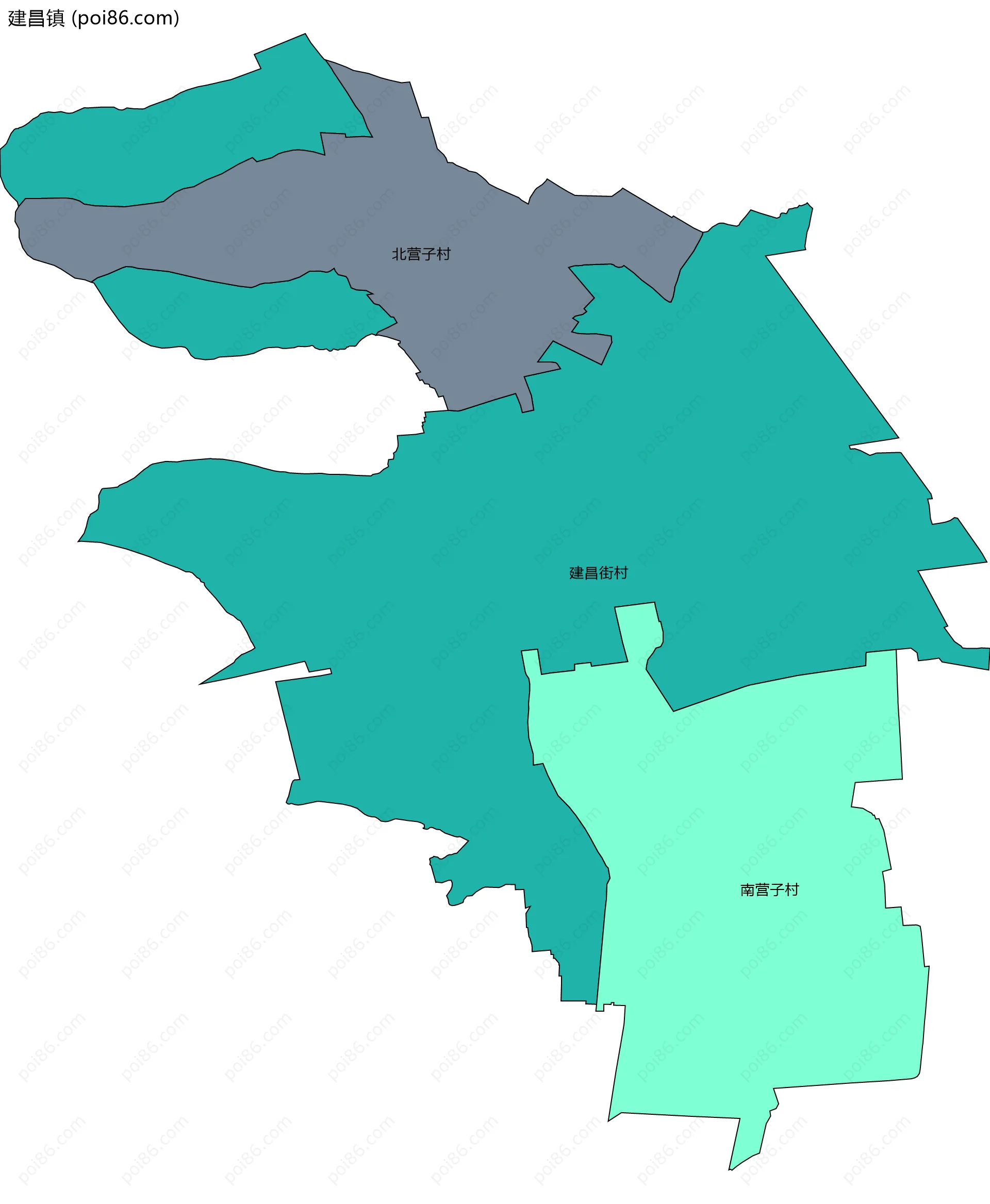 建昌镇边界地图(五级行政区划)