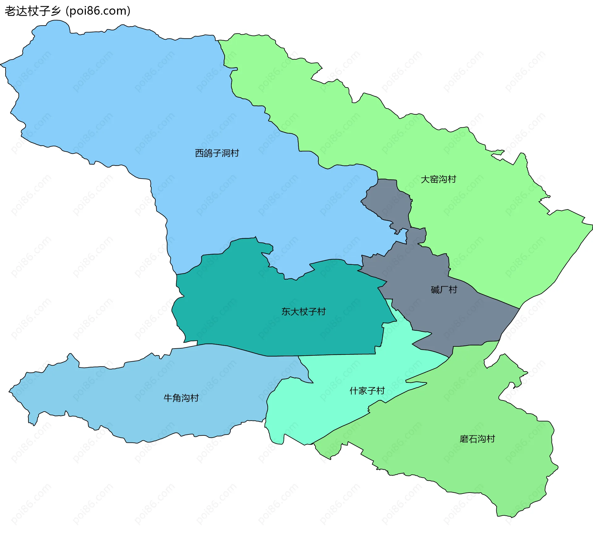 老达杖子乡边界地图(五级行政区划)