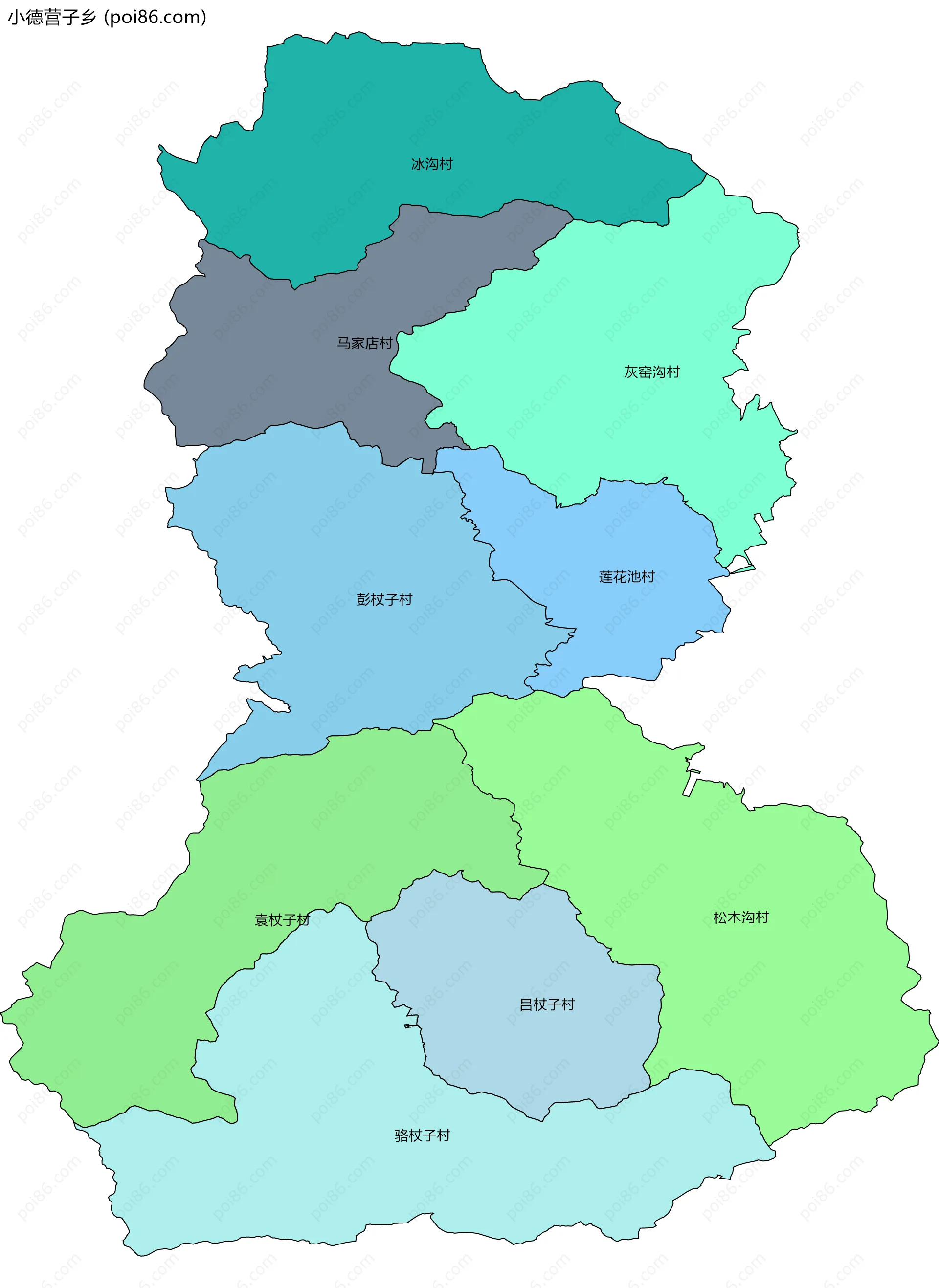 小德营子乡边界地图(五级行政区划)