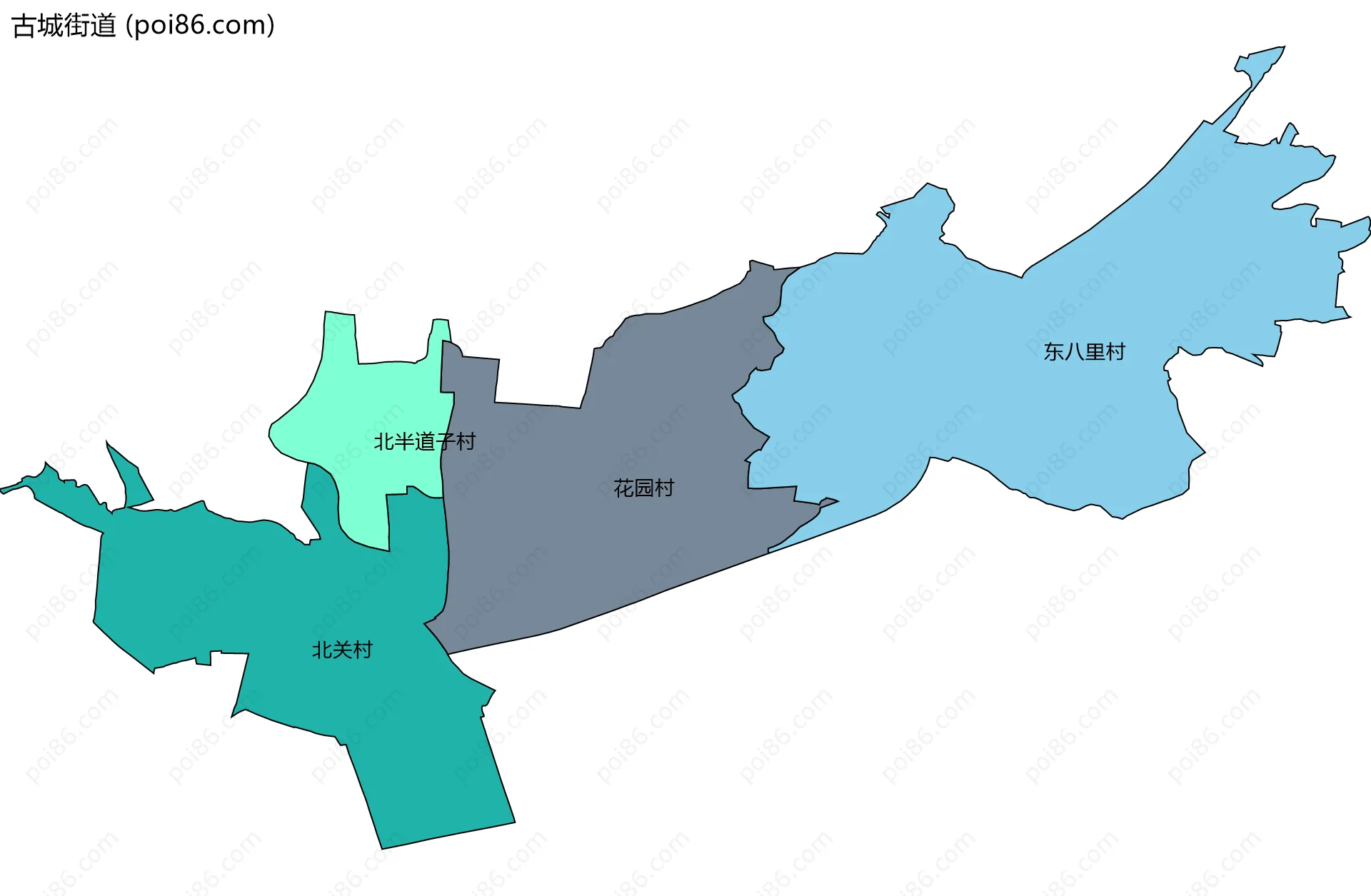 古城街道边界地图(五级行政区划)