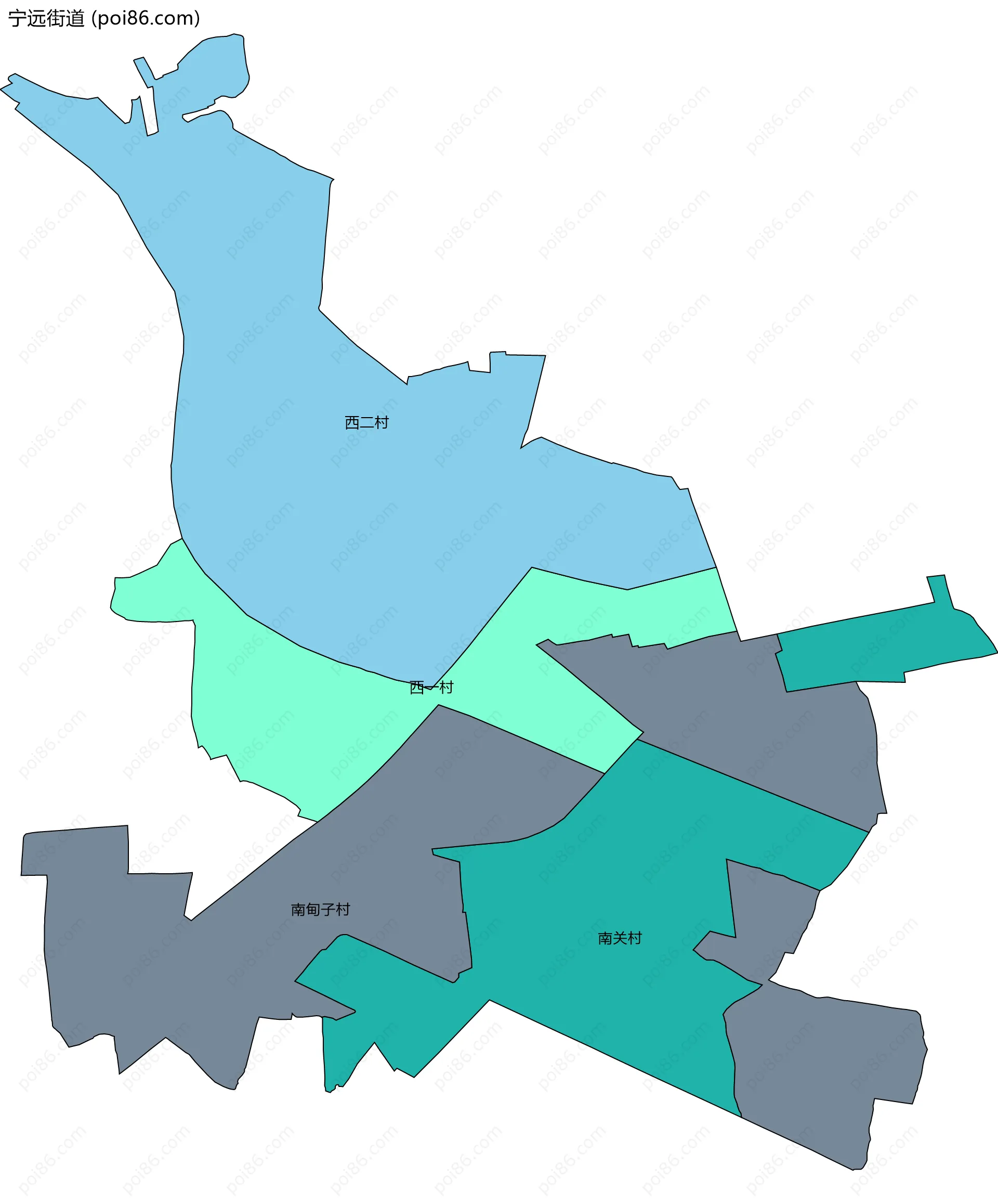 宁远街道边界地图(五级行政区划)