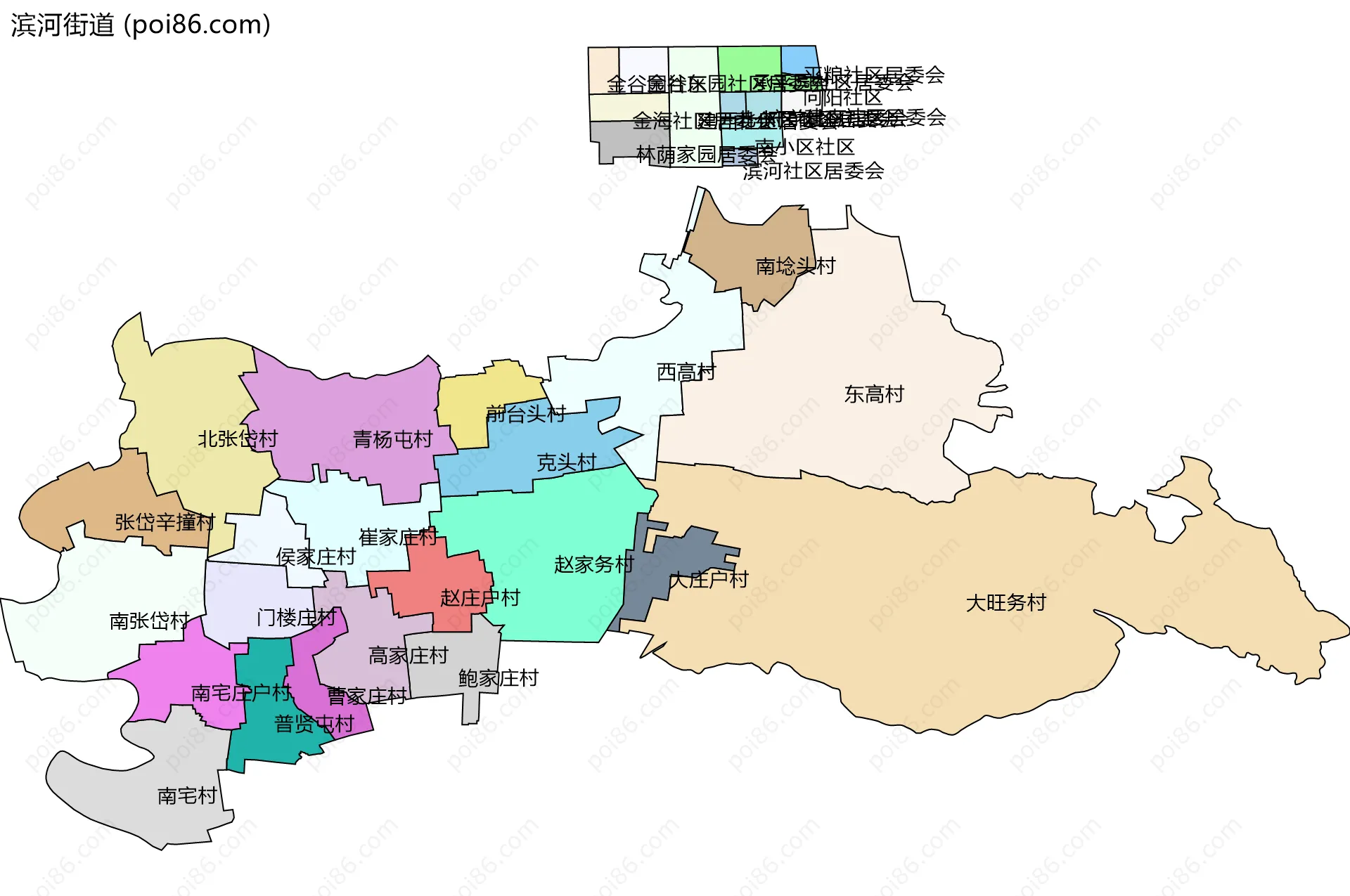 滨河街道边界地图(五级行政区划)