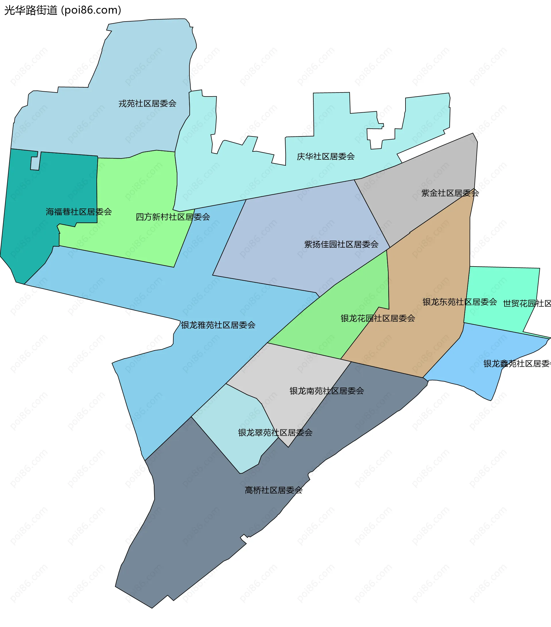 光华路街道边界地图(五级行政区划)