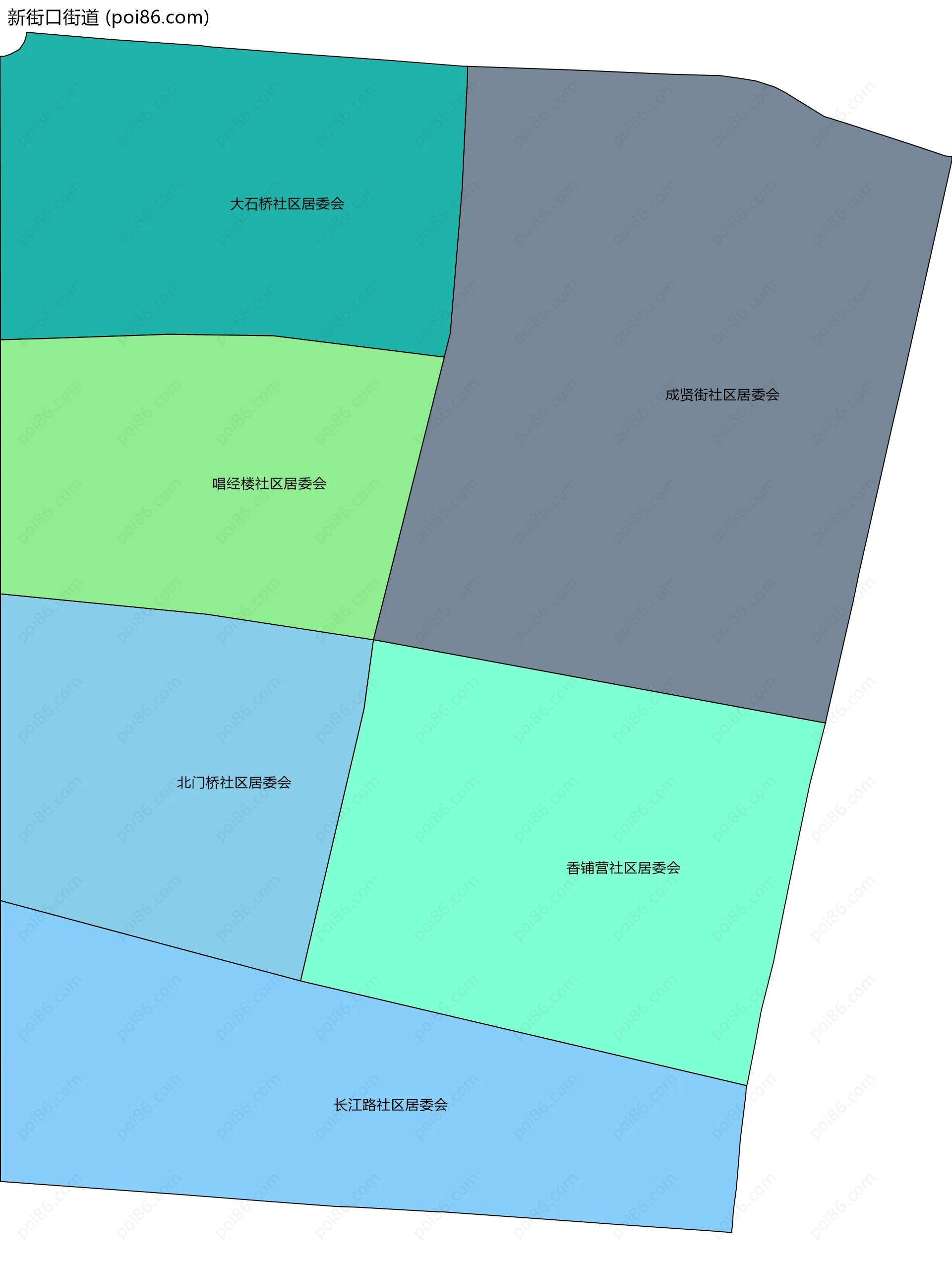 新街口街道边界地图(五级行政区划)