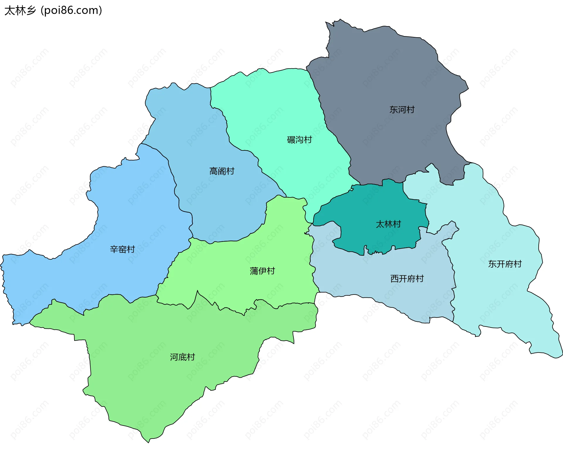 太林乡边界地图(五级行政区划)
