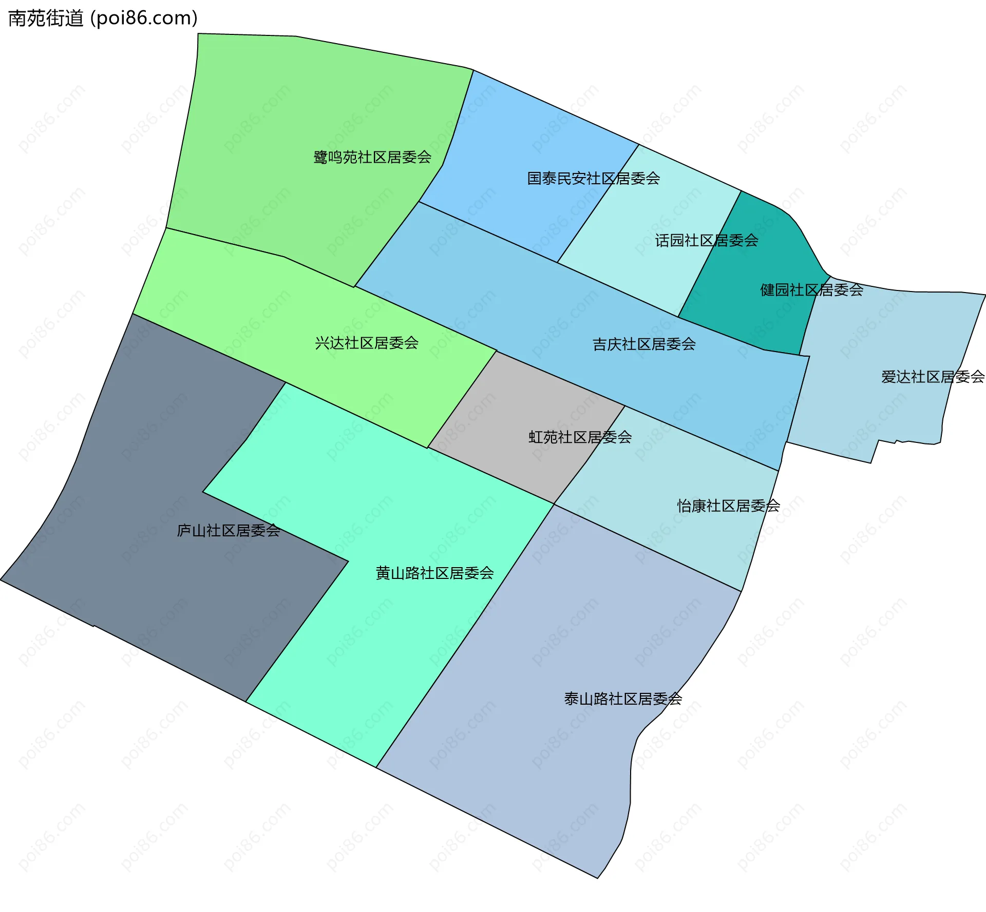 南苑街道边界地图(五级行政区划)