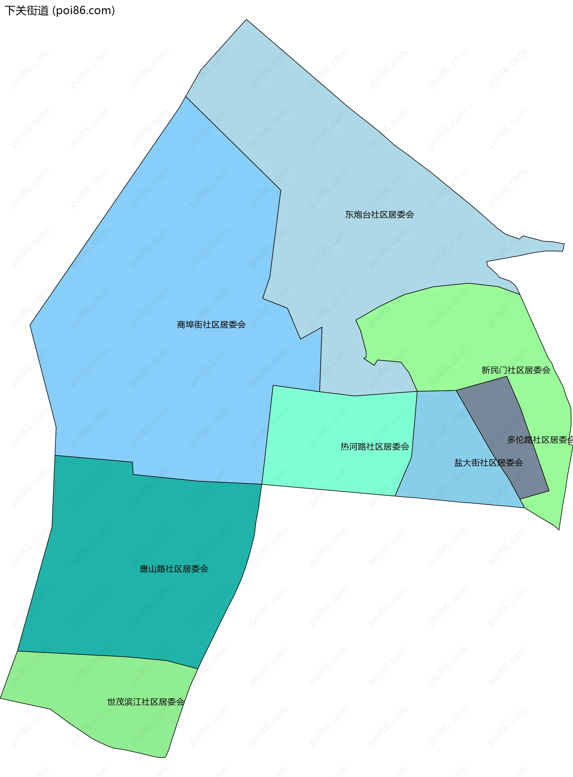 下关街道边界地图(五级行政区划)