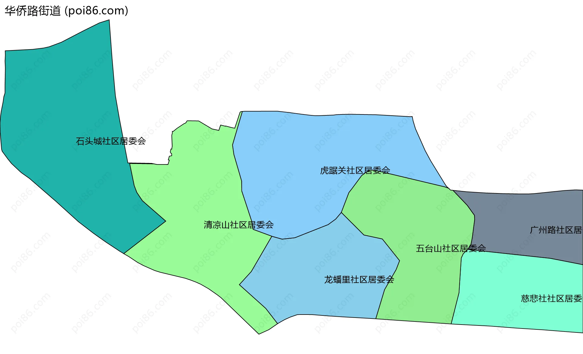 华侨路街道边界地图(五级行政区划)