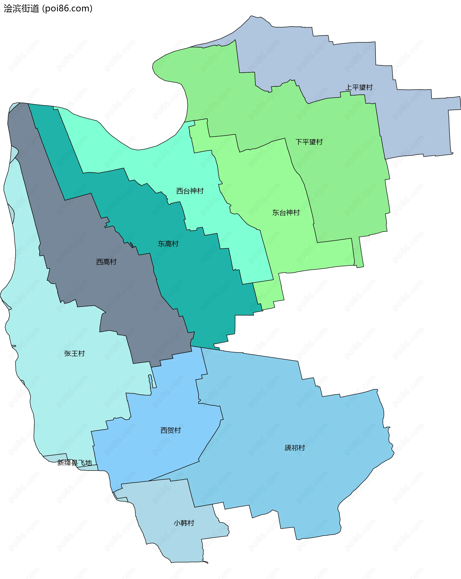 浍滨街道边界地图(五级行政区划)