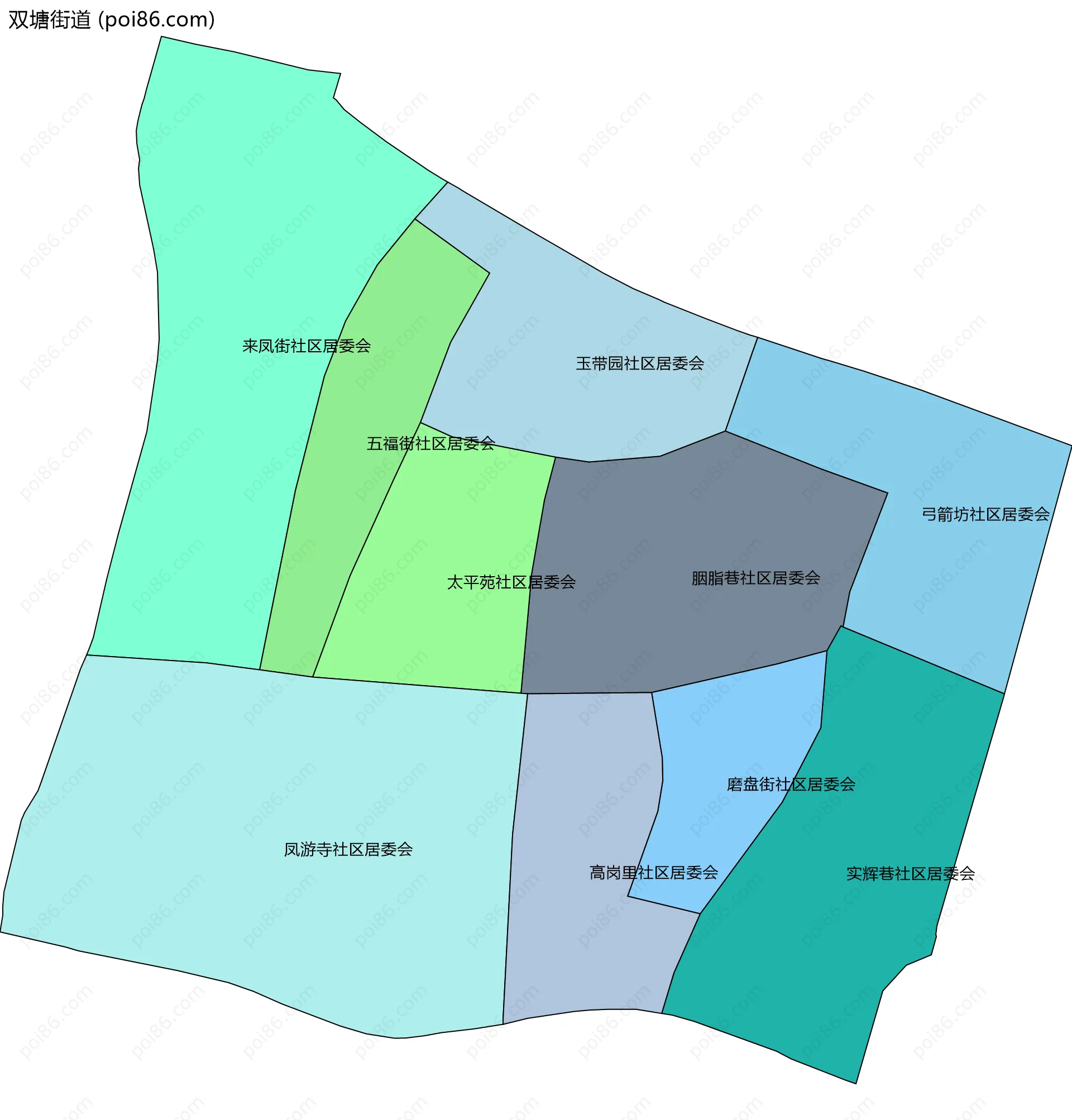 双塘街道边界地图(五级行政区划)