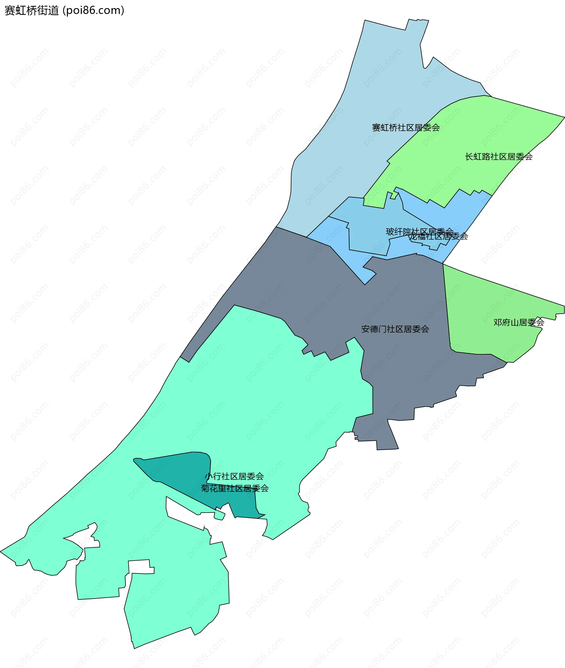 赛虹桥街道边界地图(五级行政区划)