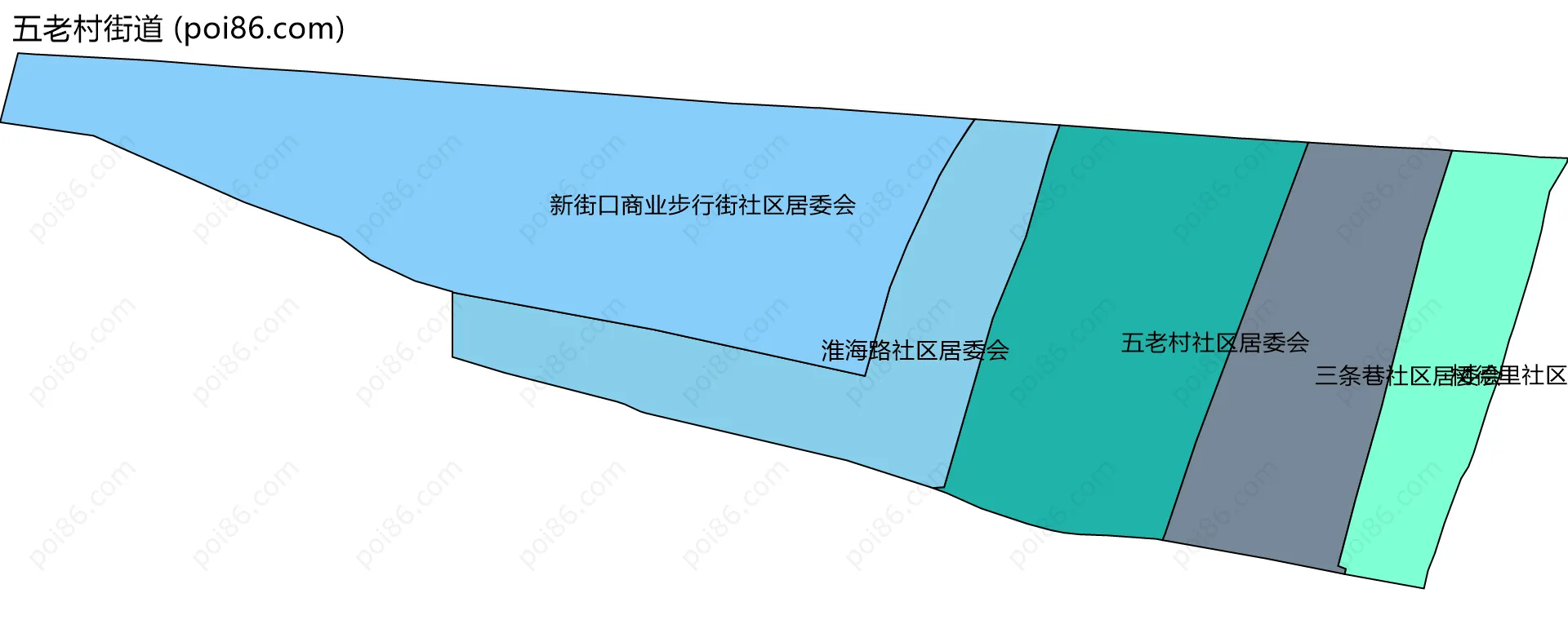 五老村街道边界地图(五级行政区划)