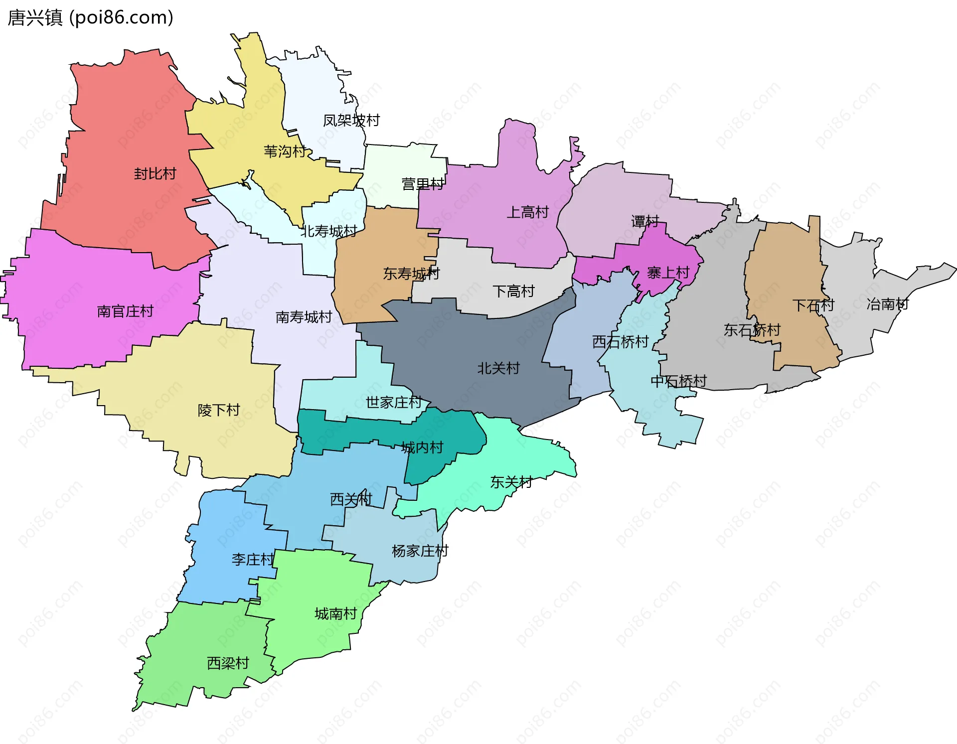 唐兴镇边界地图(五级行政区划)
