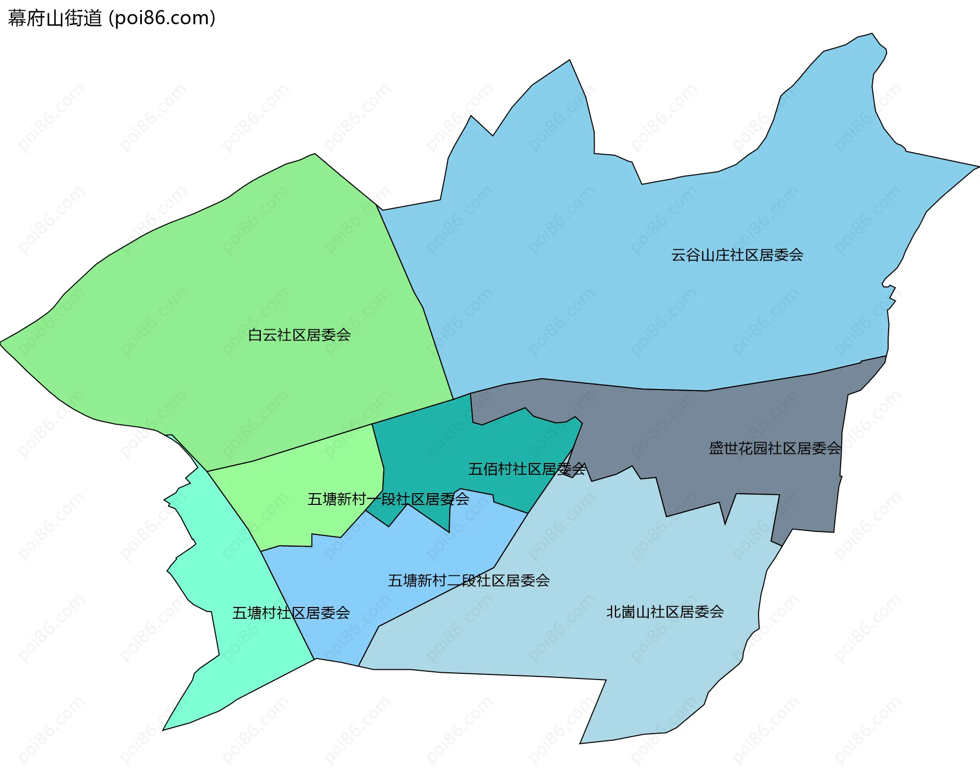 幕府山街道边界地图(五级行政区划)