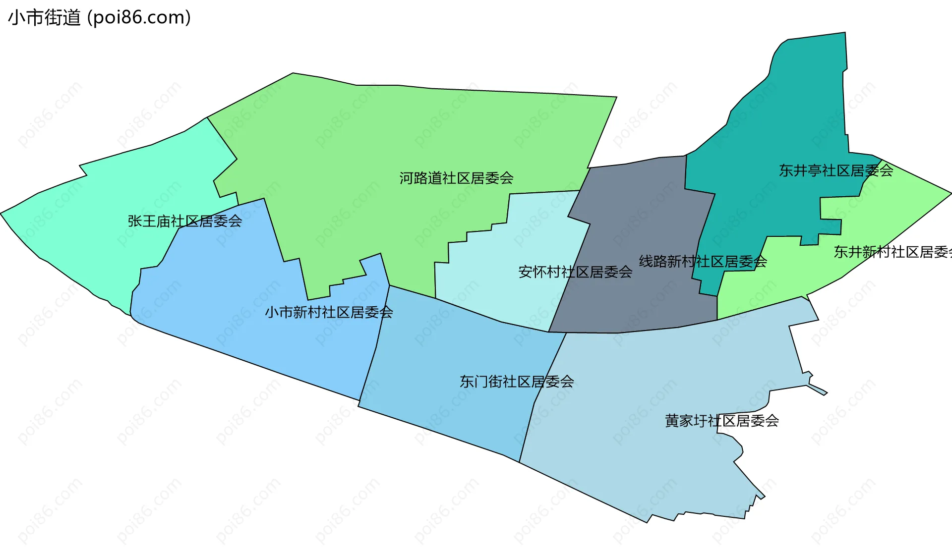 小市街道边界地图(五级行政区划)