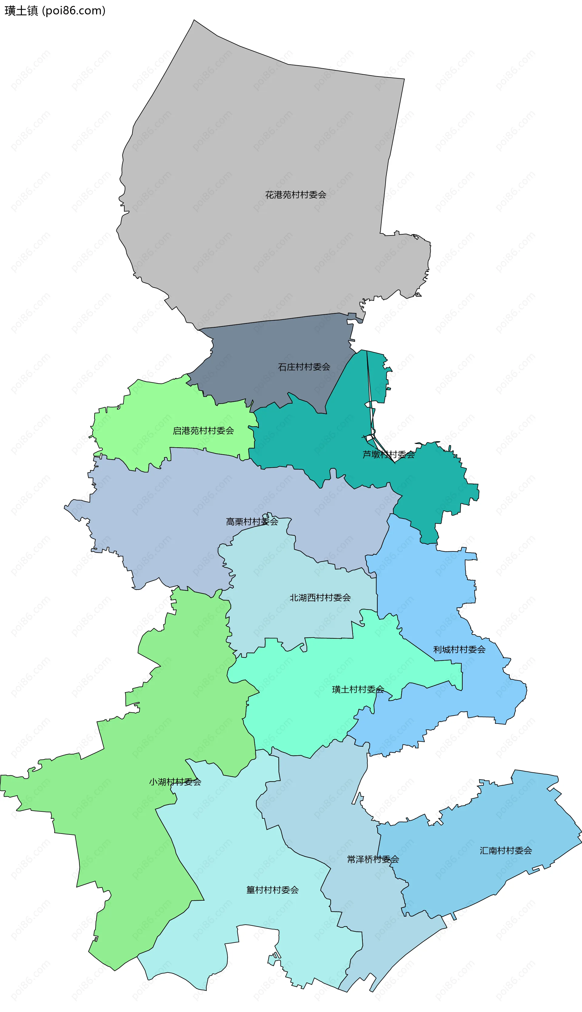 璜土镇边界地图(五级行政区划)