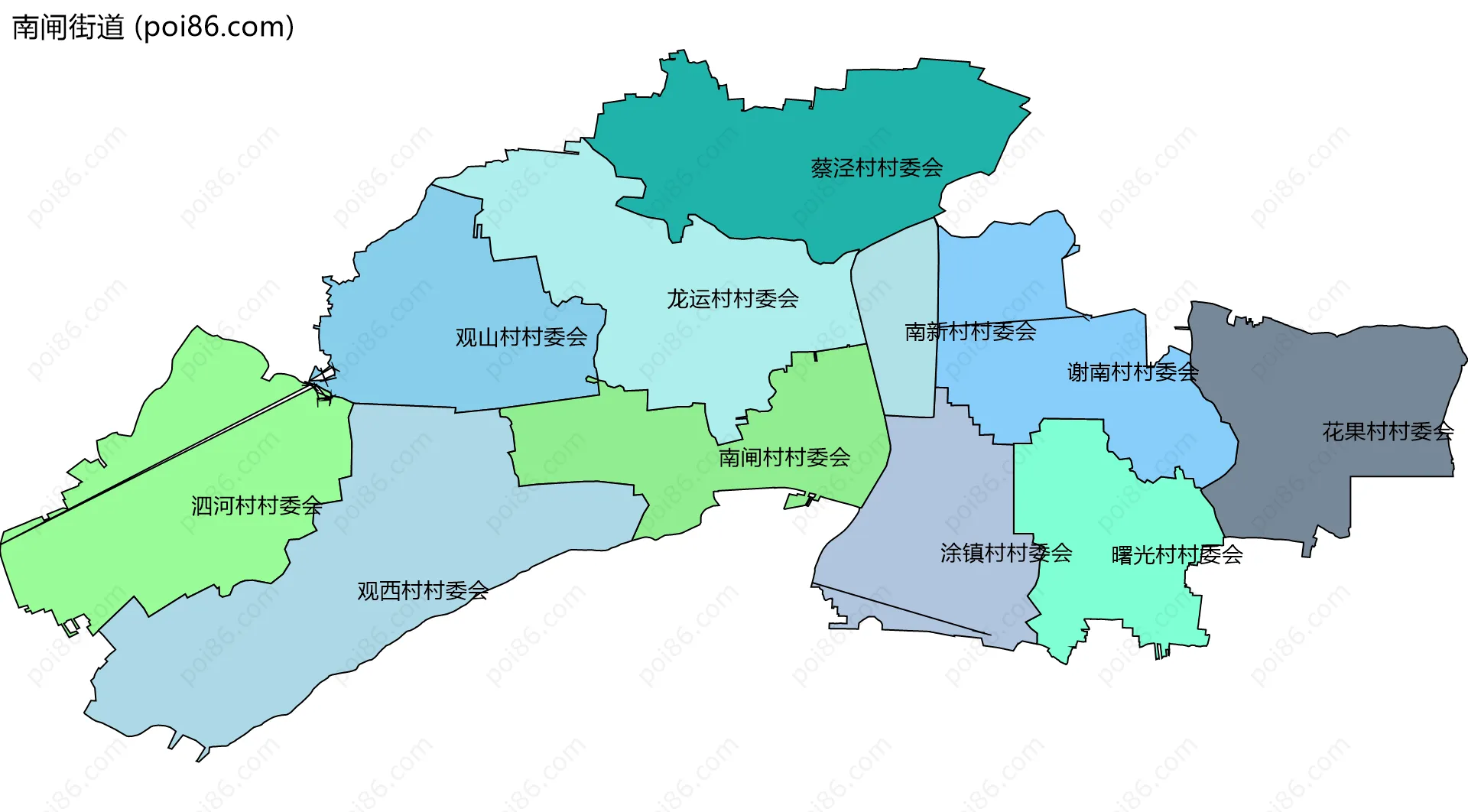 南闸街道边界地图(五级行政区划)