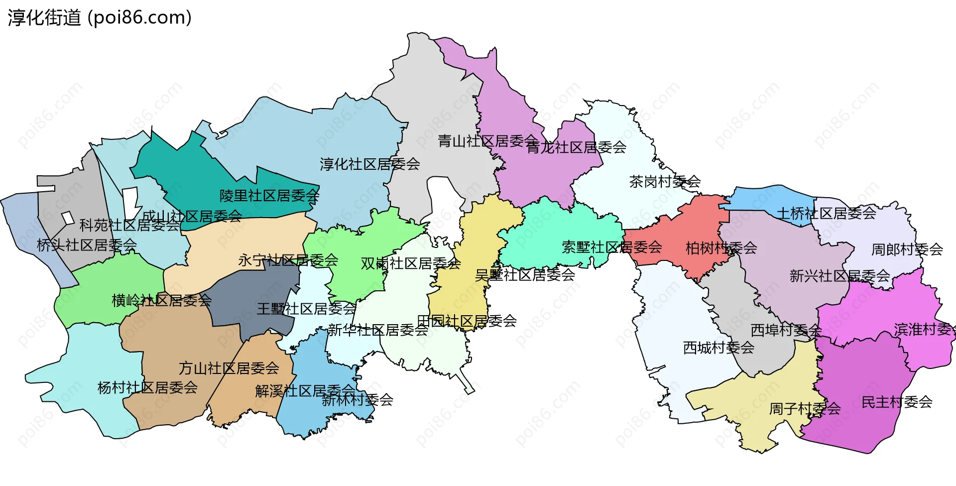 淳化街道边界地图(五级行政区划)