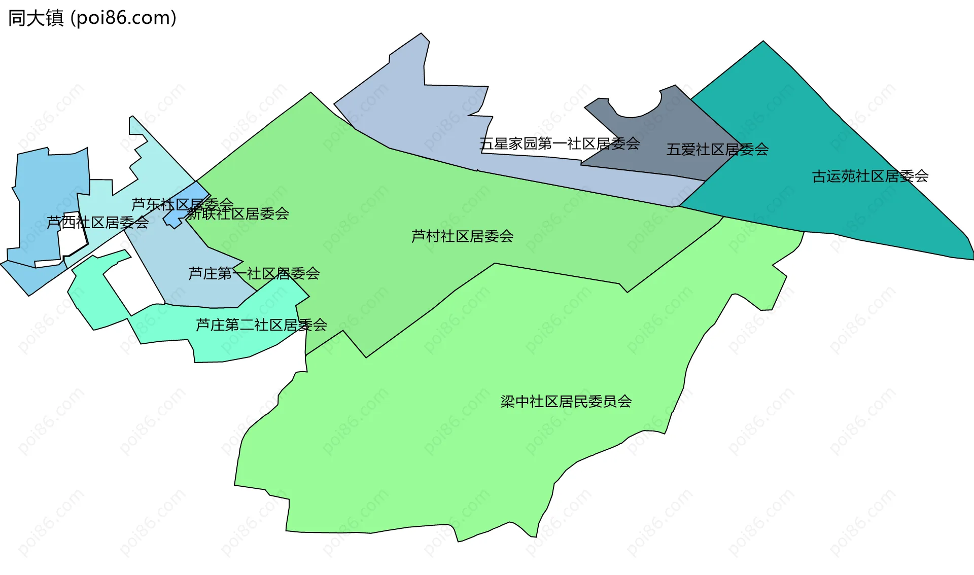 同大镇边界地图(五级行政区划)