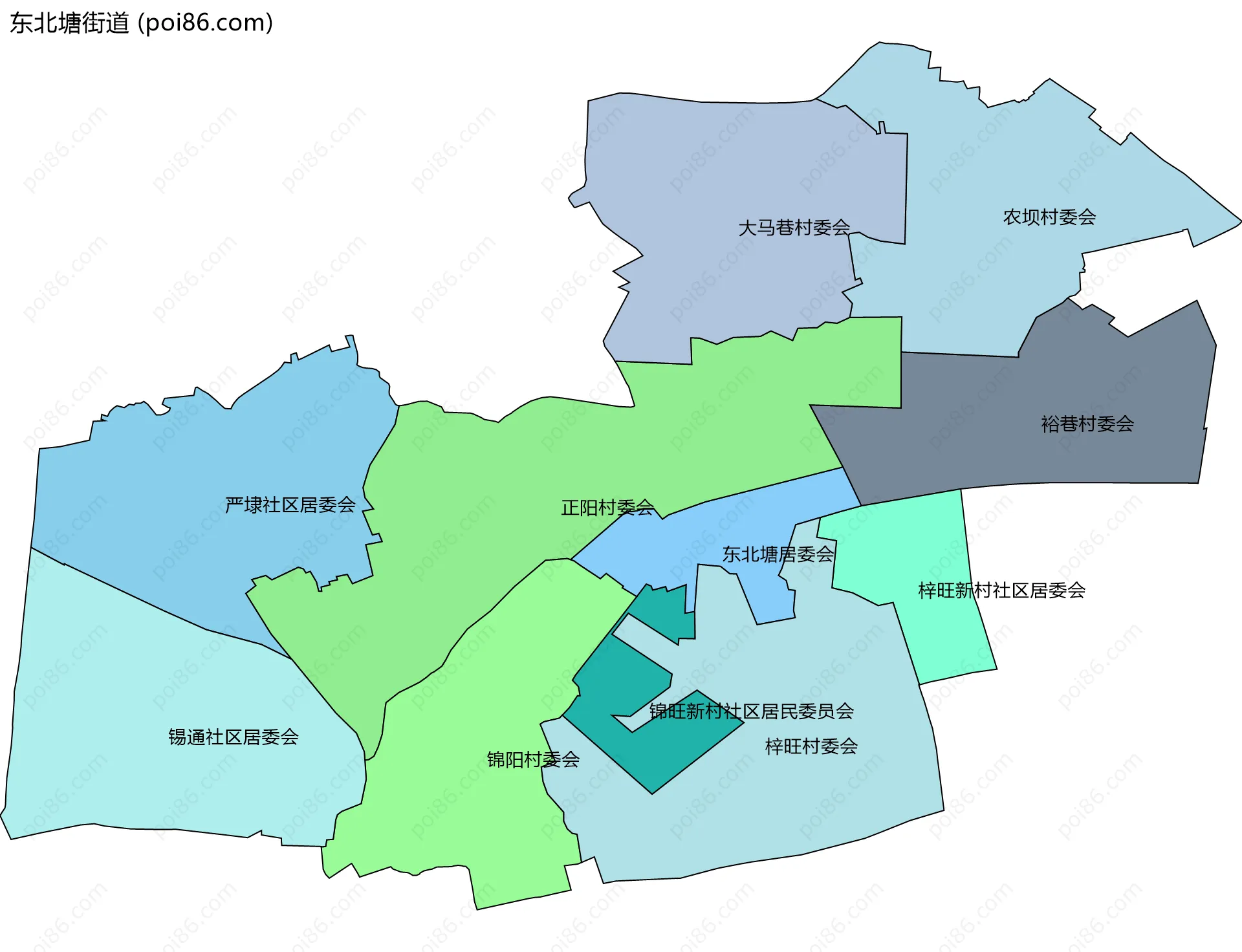 东北塘街道边界地图(五级行政区划)