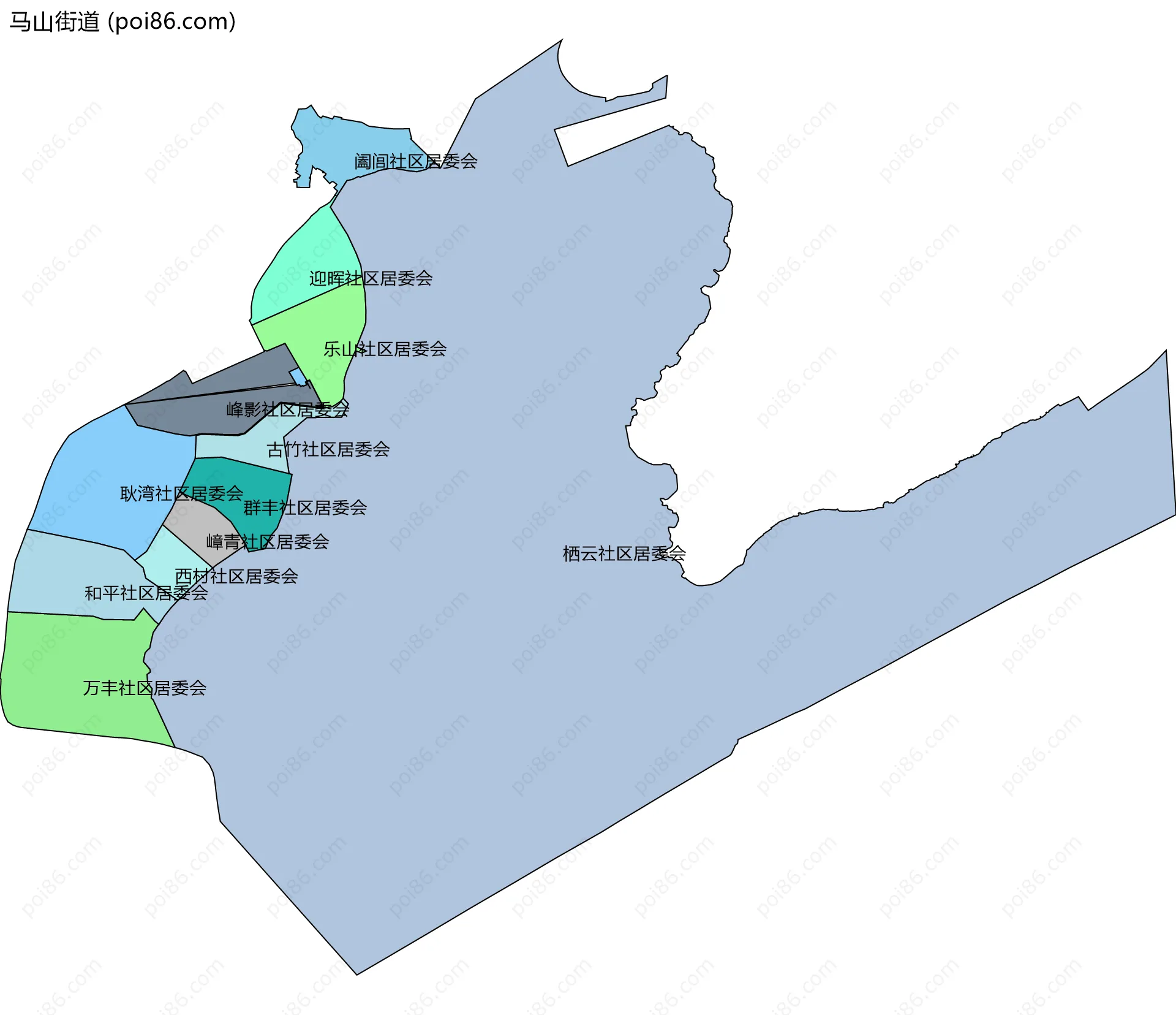 马山街道边界地图(五级行政区划)