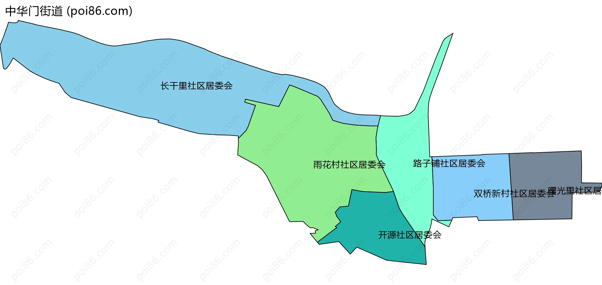 中华门街道边界地图(五级行政区划)
