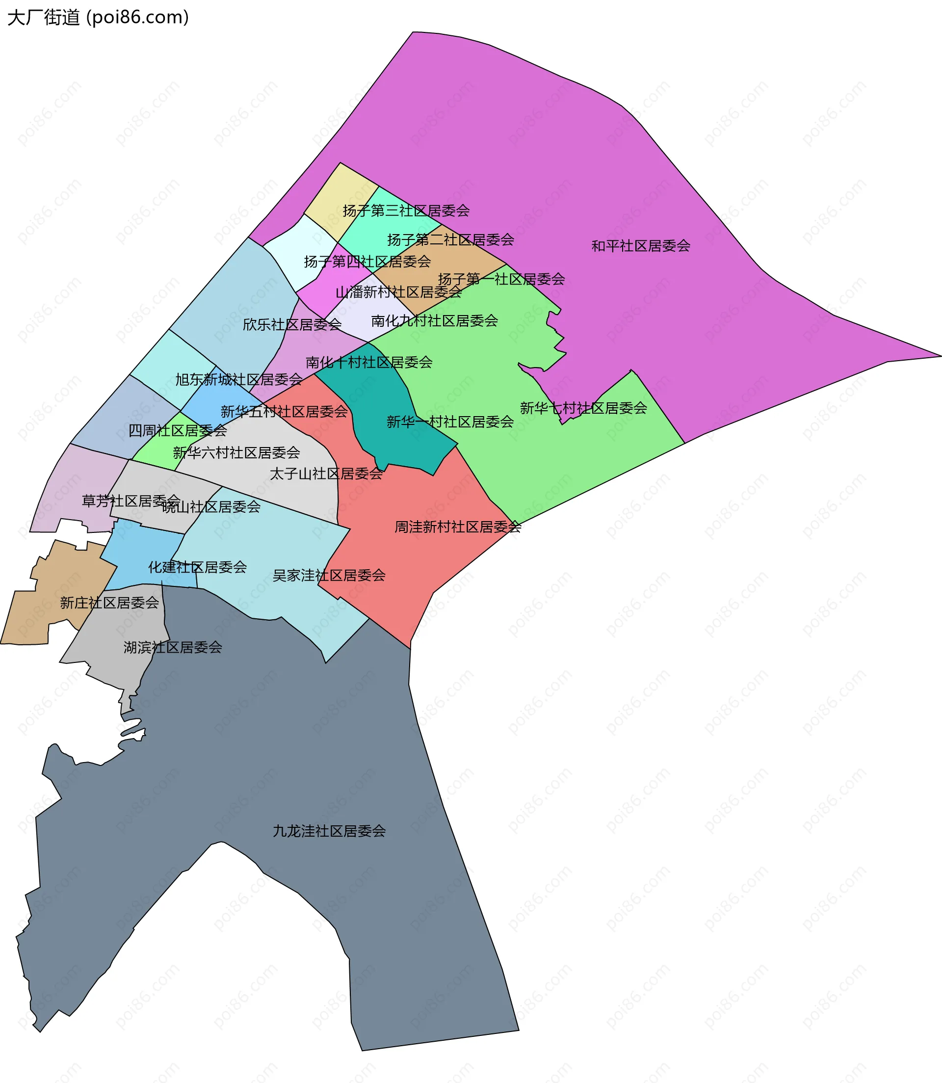 大厂街道边界地图(五级行政区划)