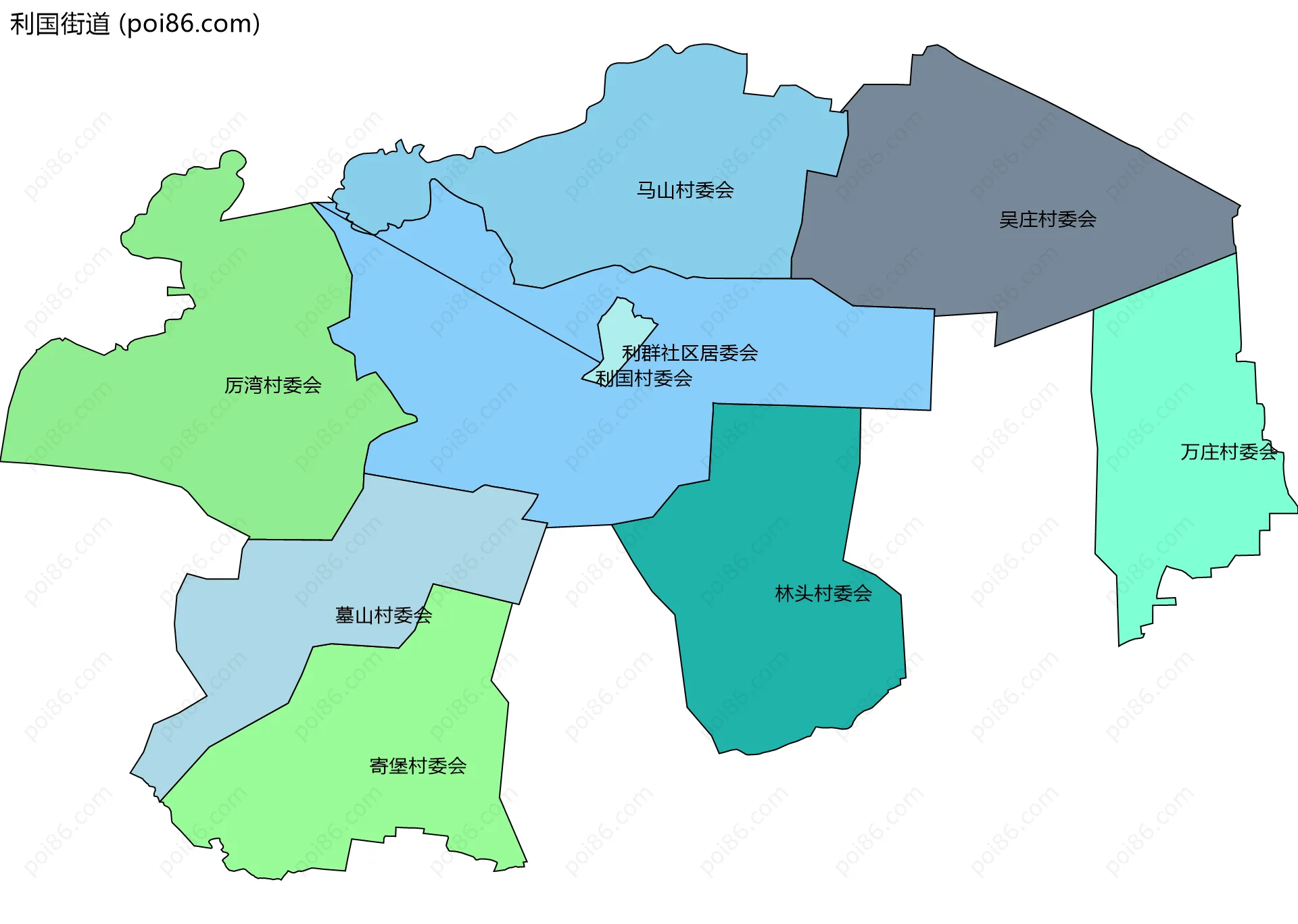利国街道边界地图(五级行政区划)