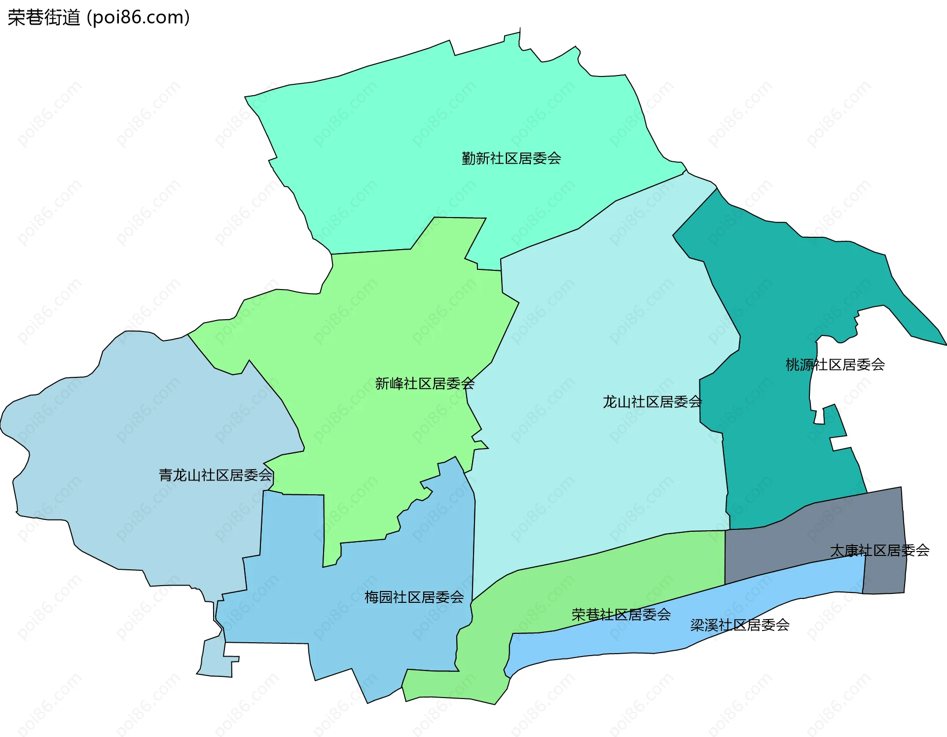 荣巷街道边界地图(五级行政区划)