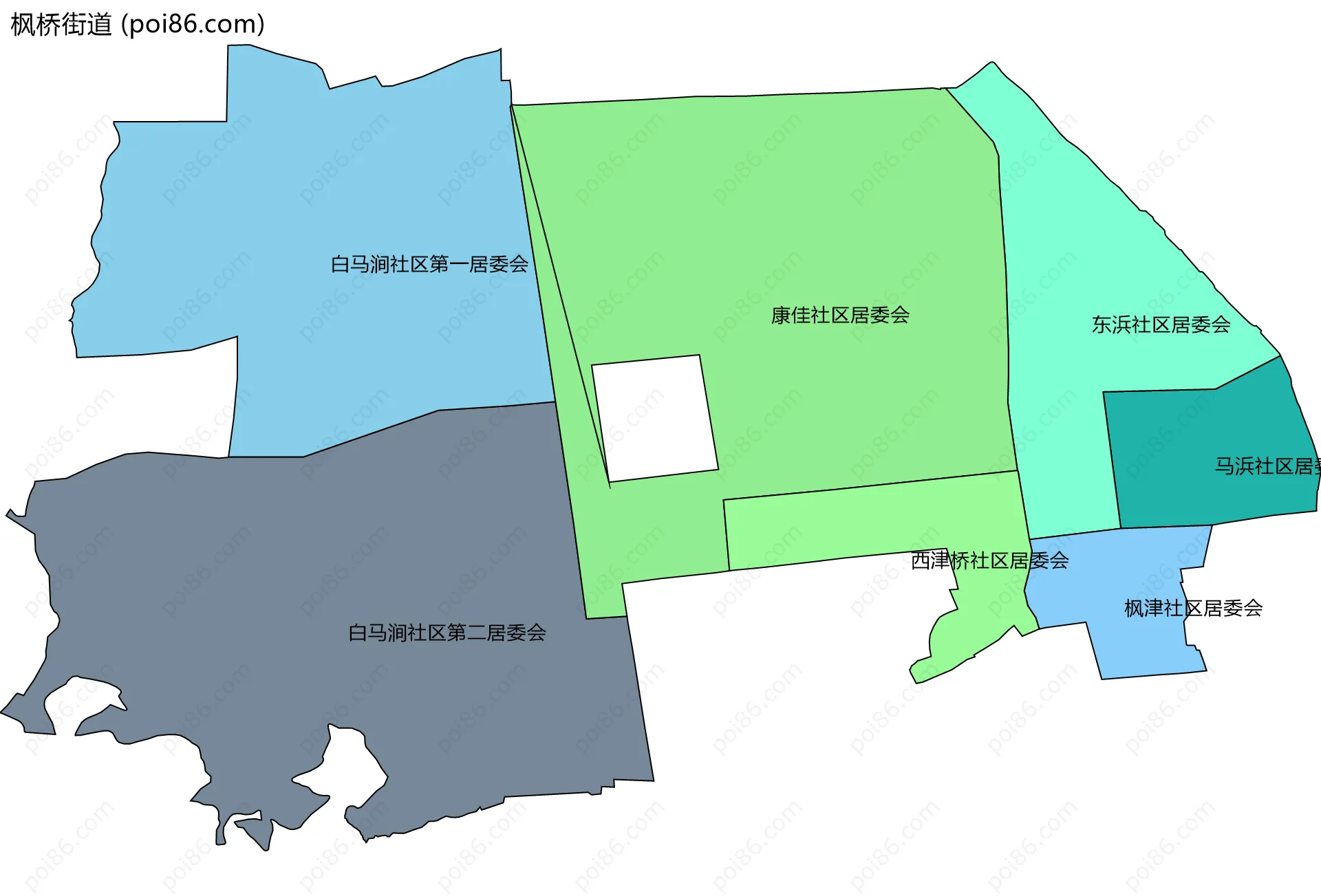 枫桥街道边界地图(五级行政区划)