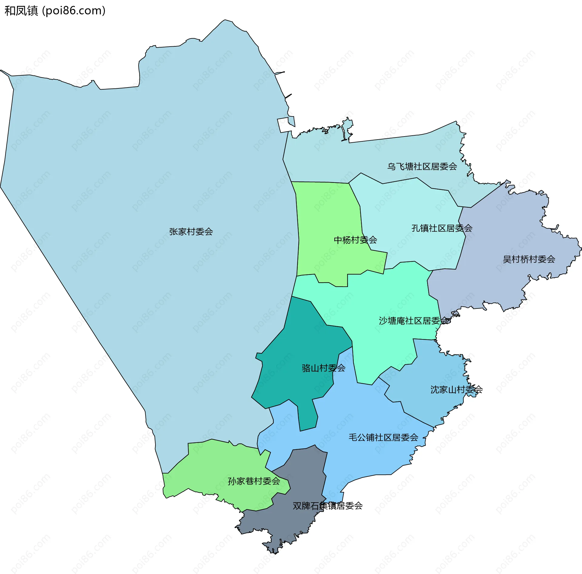 和凤镇边界地图(五级行政区划)