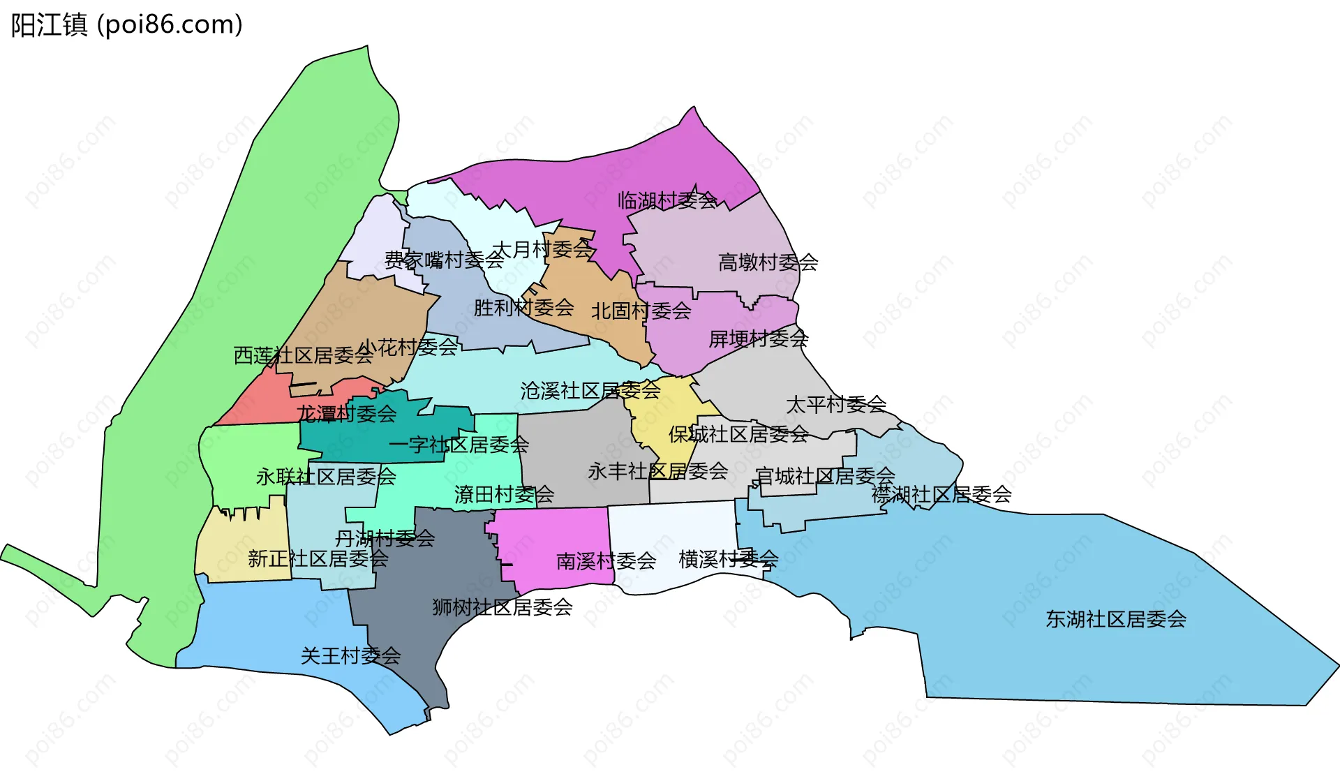 阳江镇边界地图(五级行政区划)