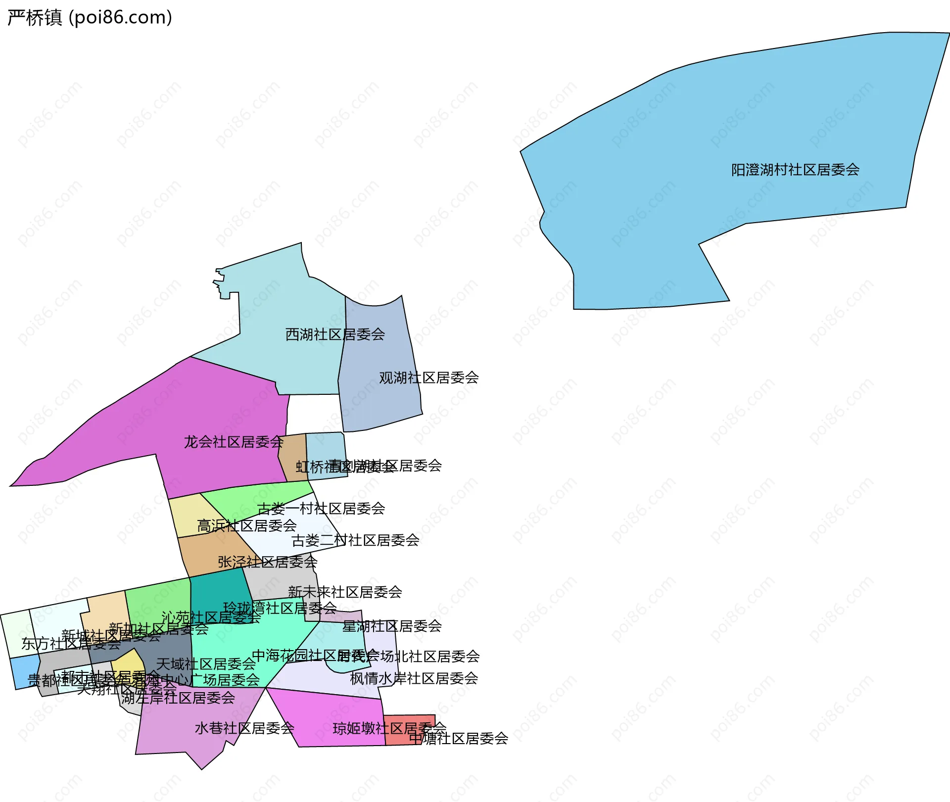 严桥镇边界地图(五级行政区划)