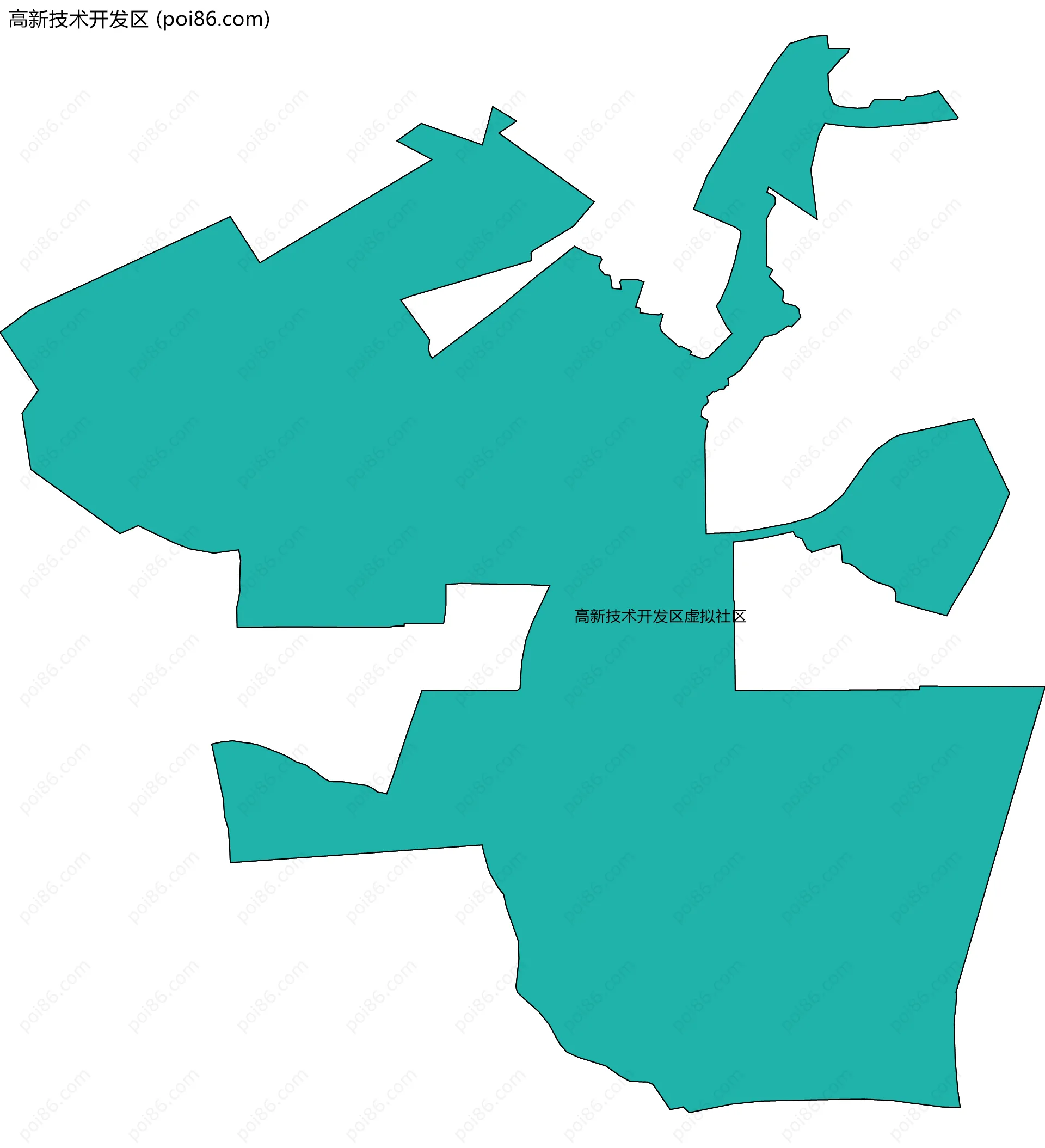 高新技术开发区边界地图(五级行政区划)