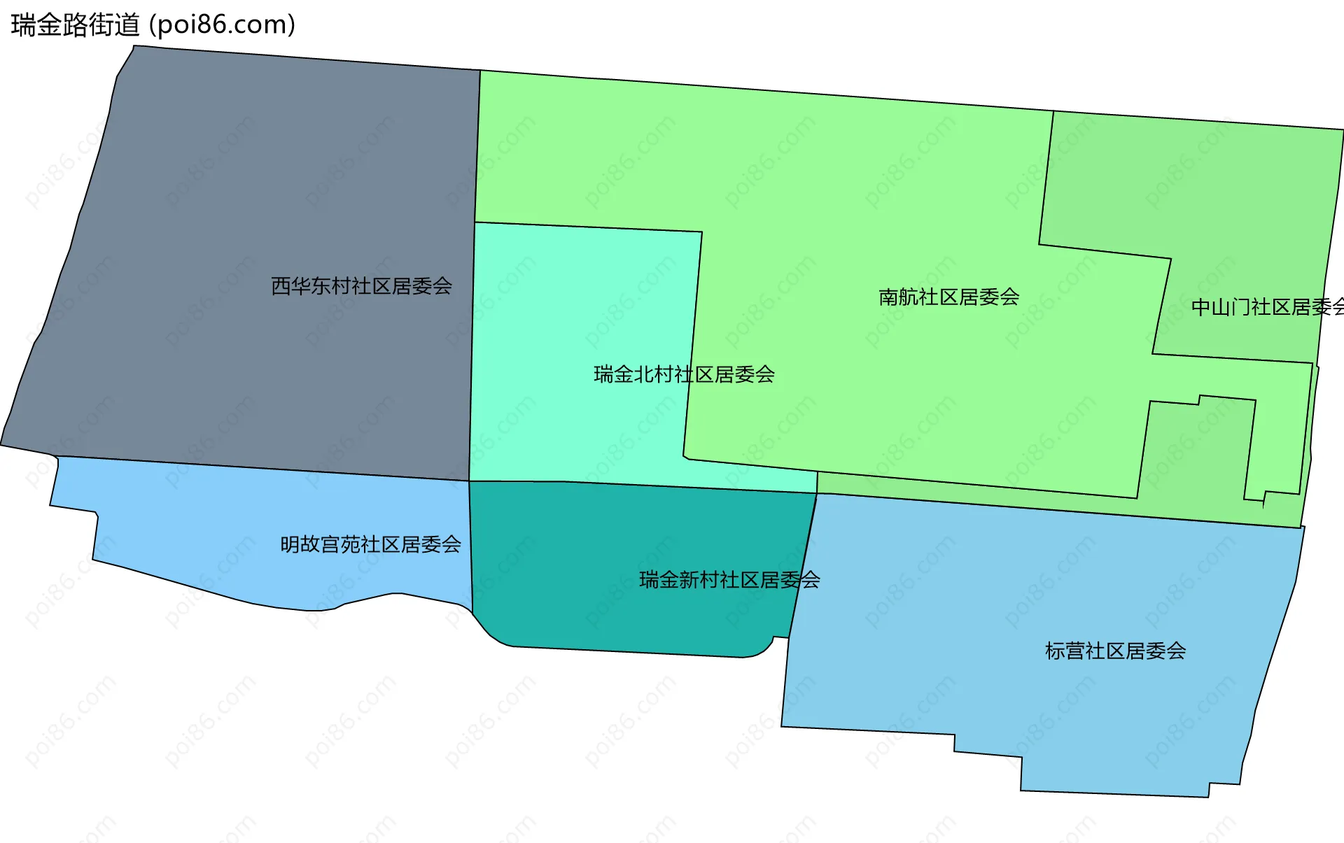 瑞金路街道边界地图(五级行政区划)