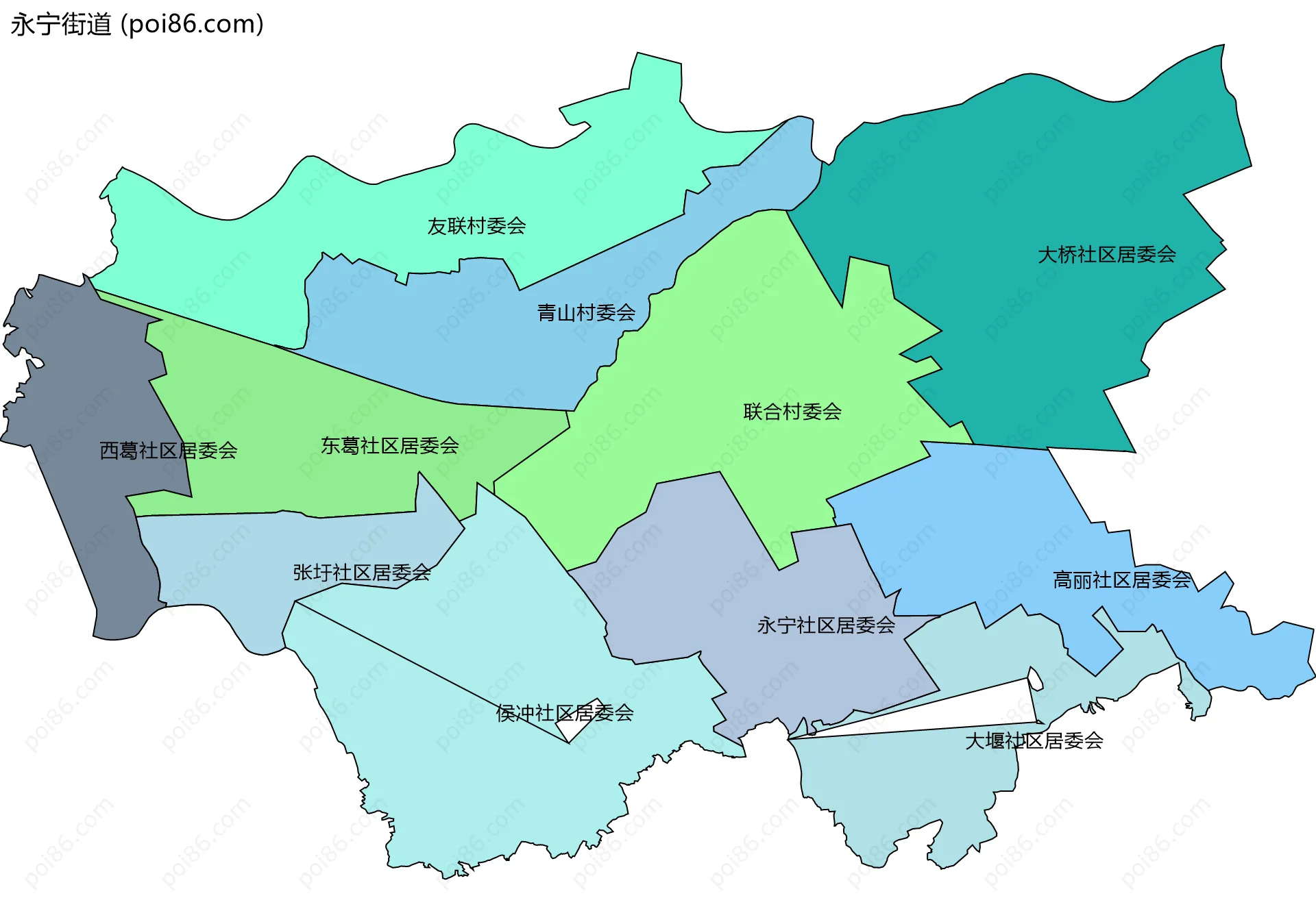 永宁街道边界地图(五级行政区划)