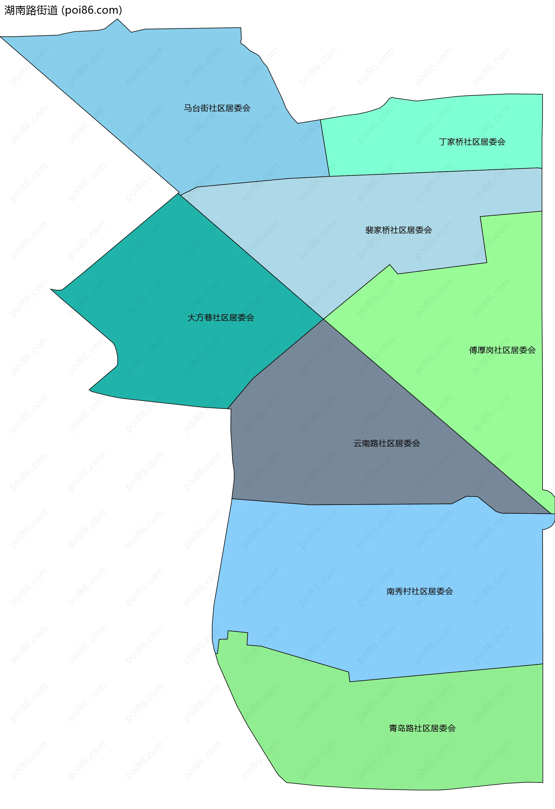湖南路街道边界地图(五级行政区划)