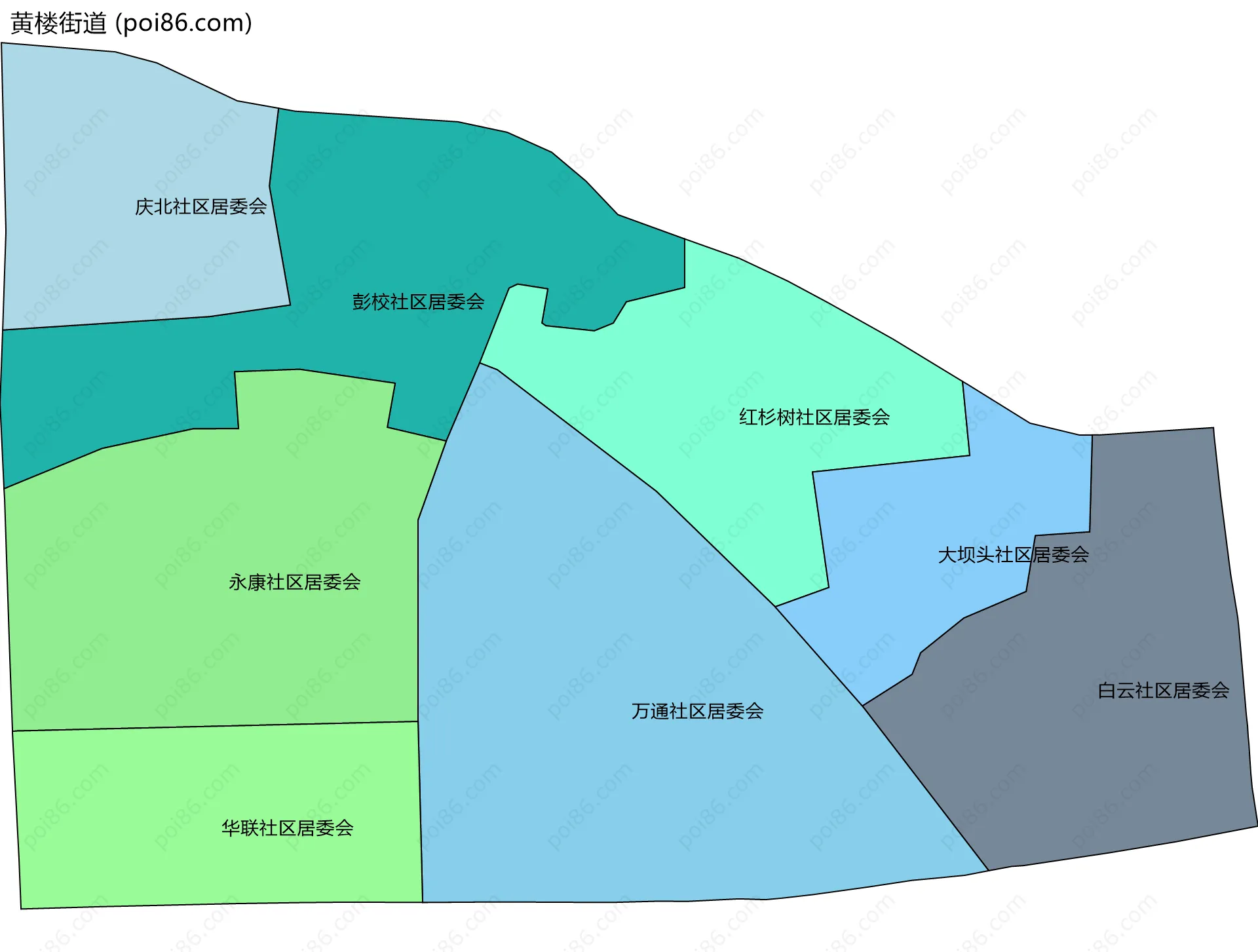 黄楼街道边界地图(五级行政区划)